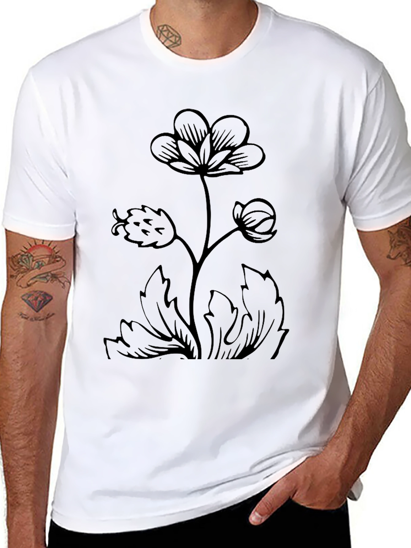 Black Black Floral Graphic T-Shirt view 8