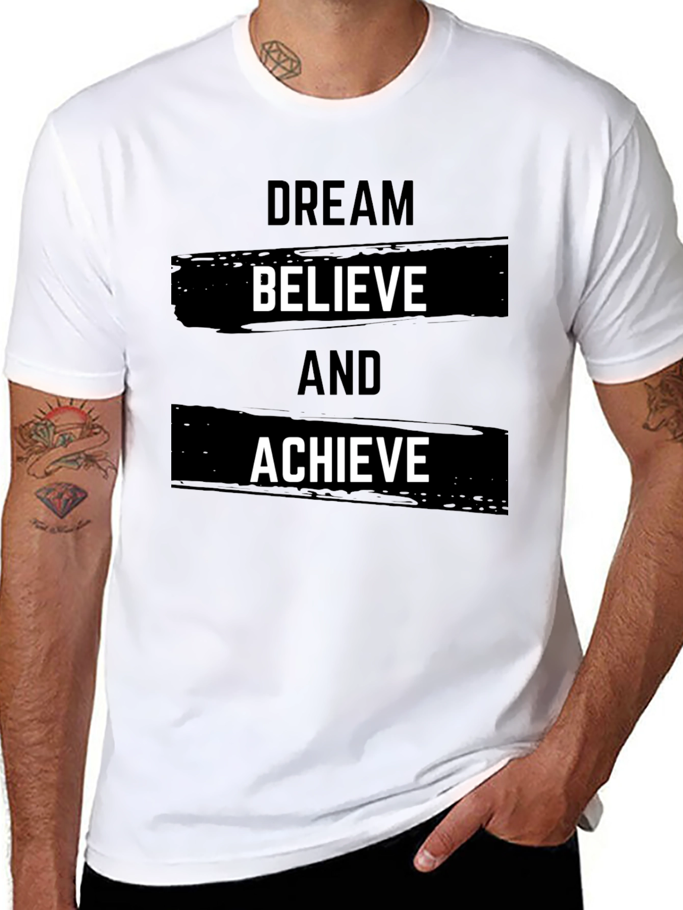 Black Dream Believe Achieve Black T-Shirt view 8