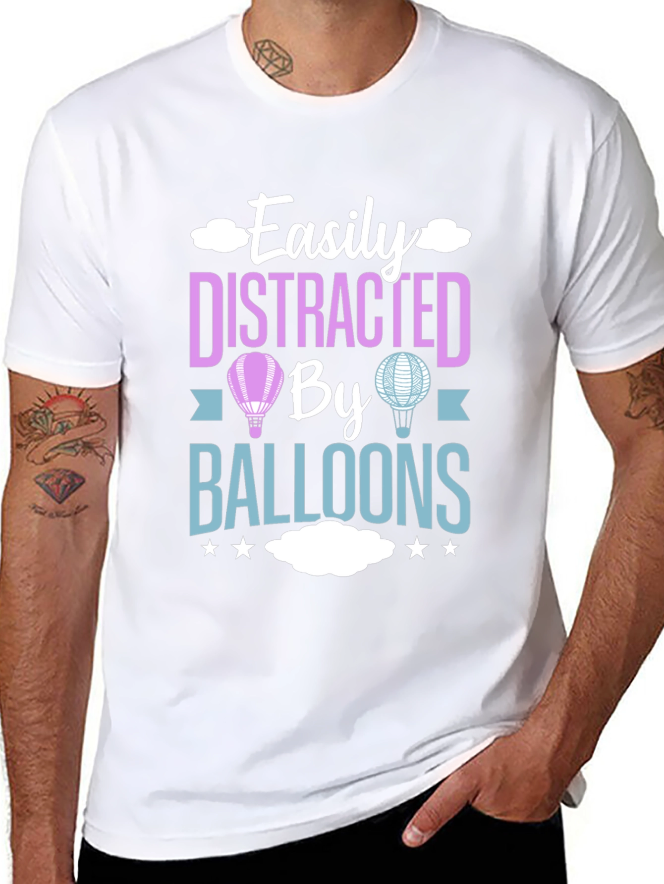Black Easily Distracted By Balloons T-Shirt view 8