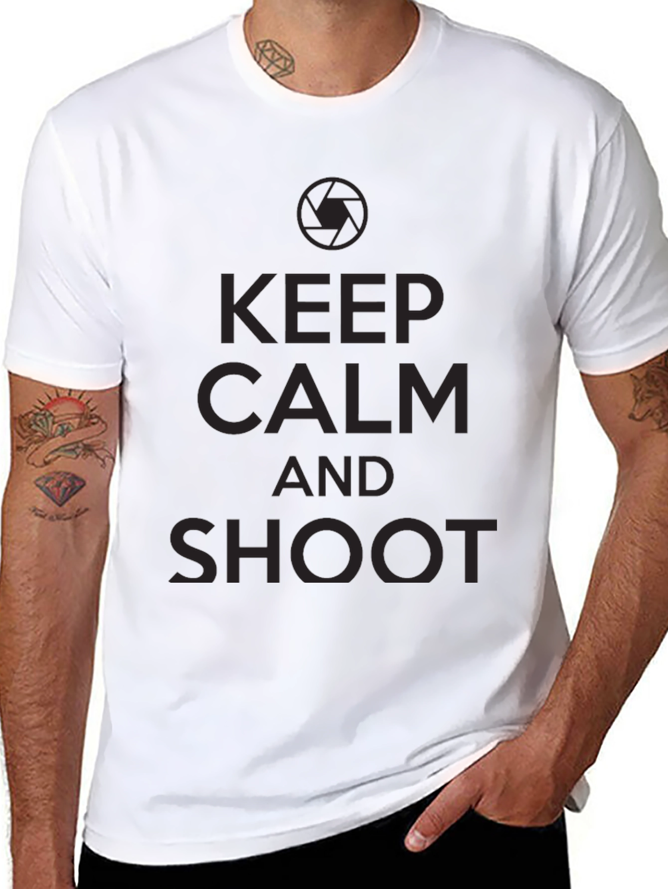 Black Keep Calm and Shoot Black T-Shirt view 8