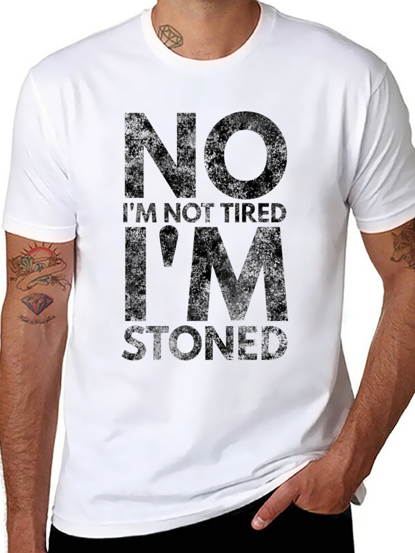 Black No I'm Not Tired I'm Stoned T-Shirt view 8