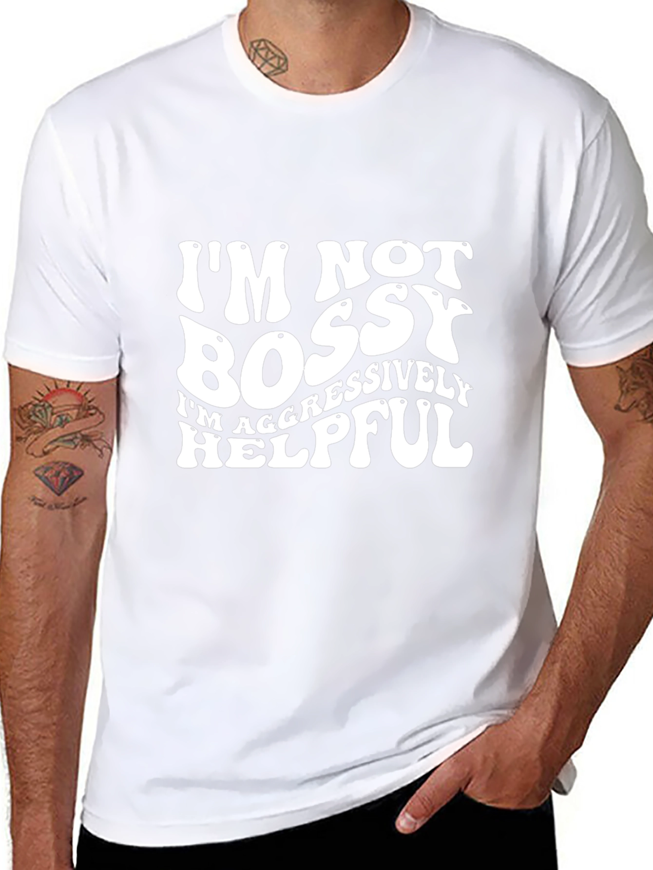 Black I'm Not Bossy Aggressively Helpful T-Shirt view 8