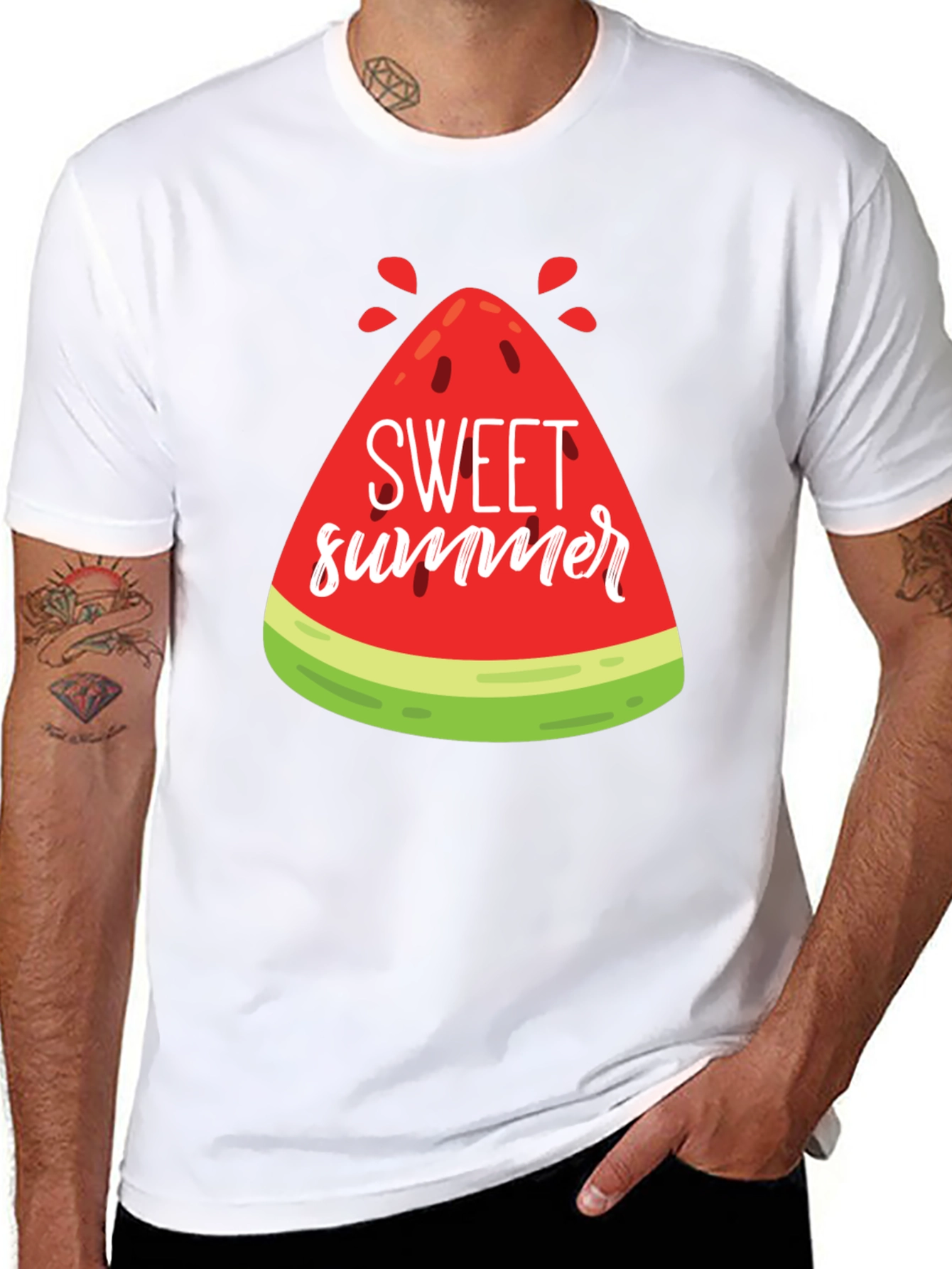 Black Sweet Summer Watermelon Graphic Tee view 8