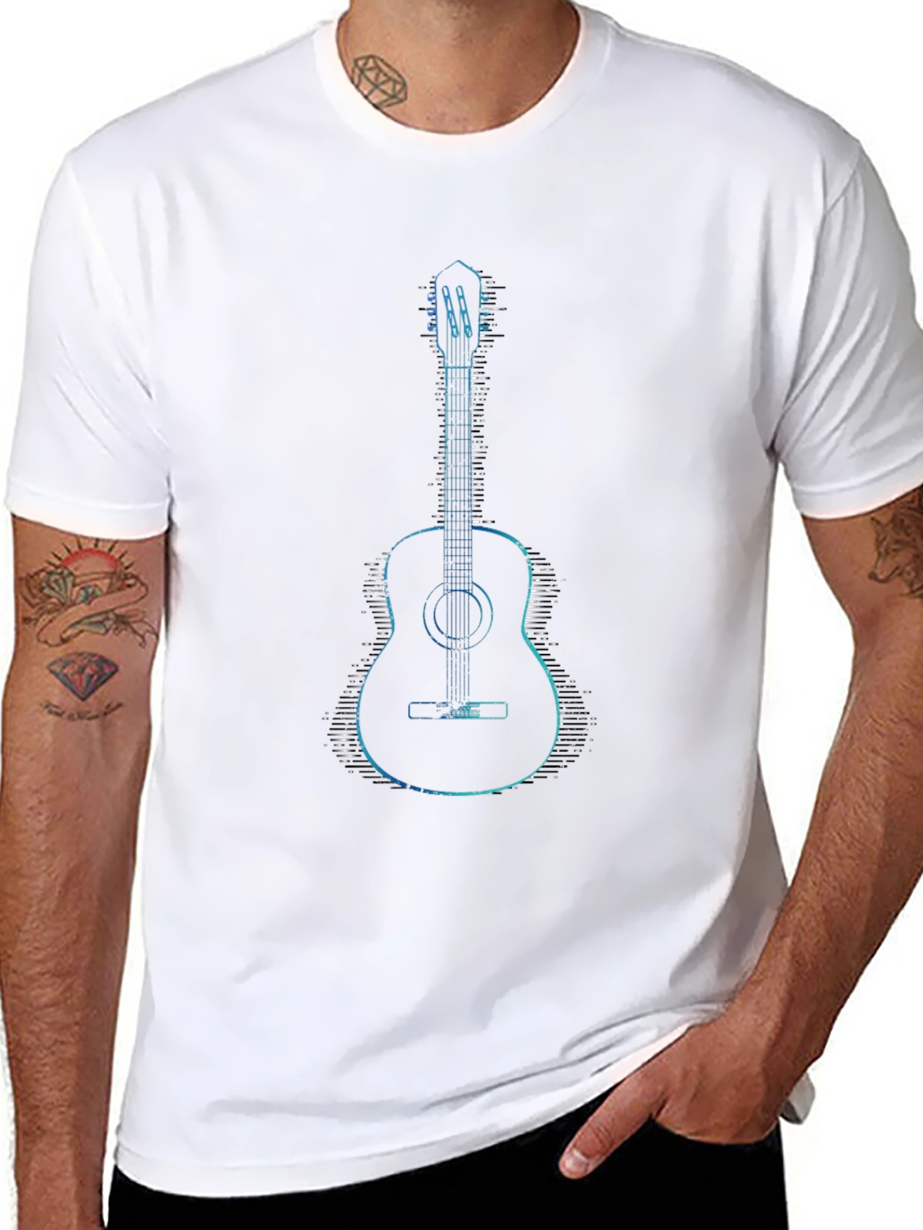 Black Acoustic Guitar Graphic T-Shirt - Black view 8