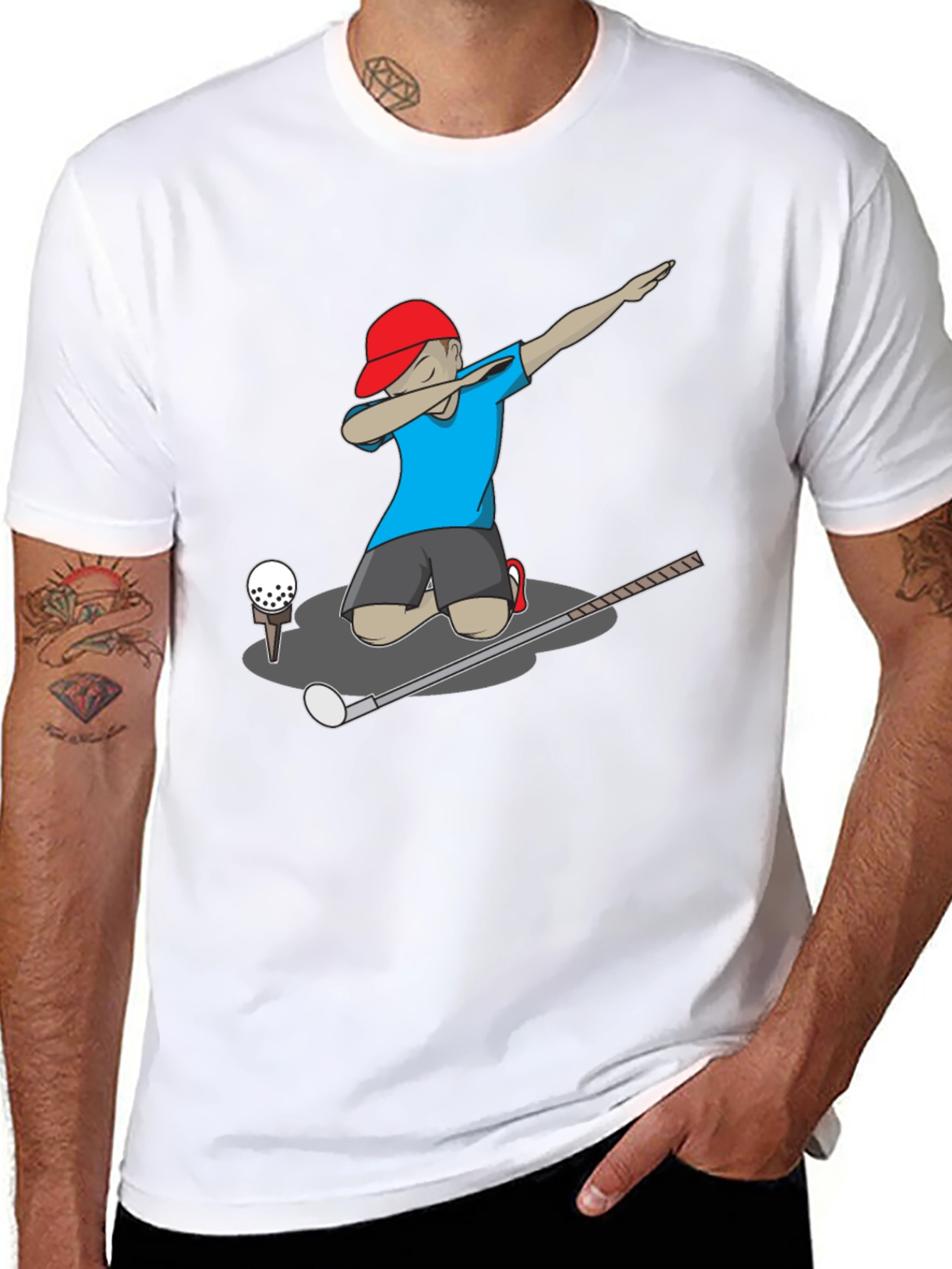 Black Dabbing Golfer Graphic T-Shirt view 8