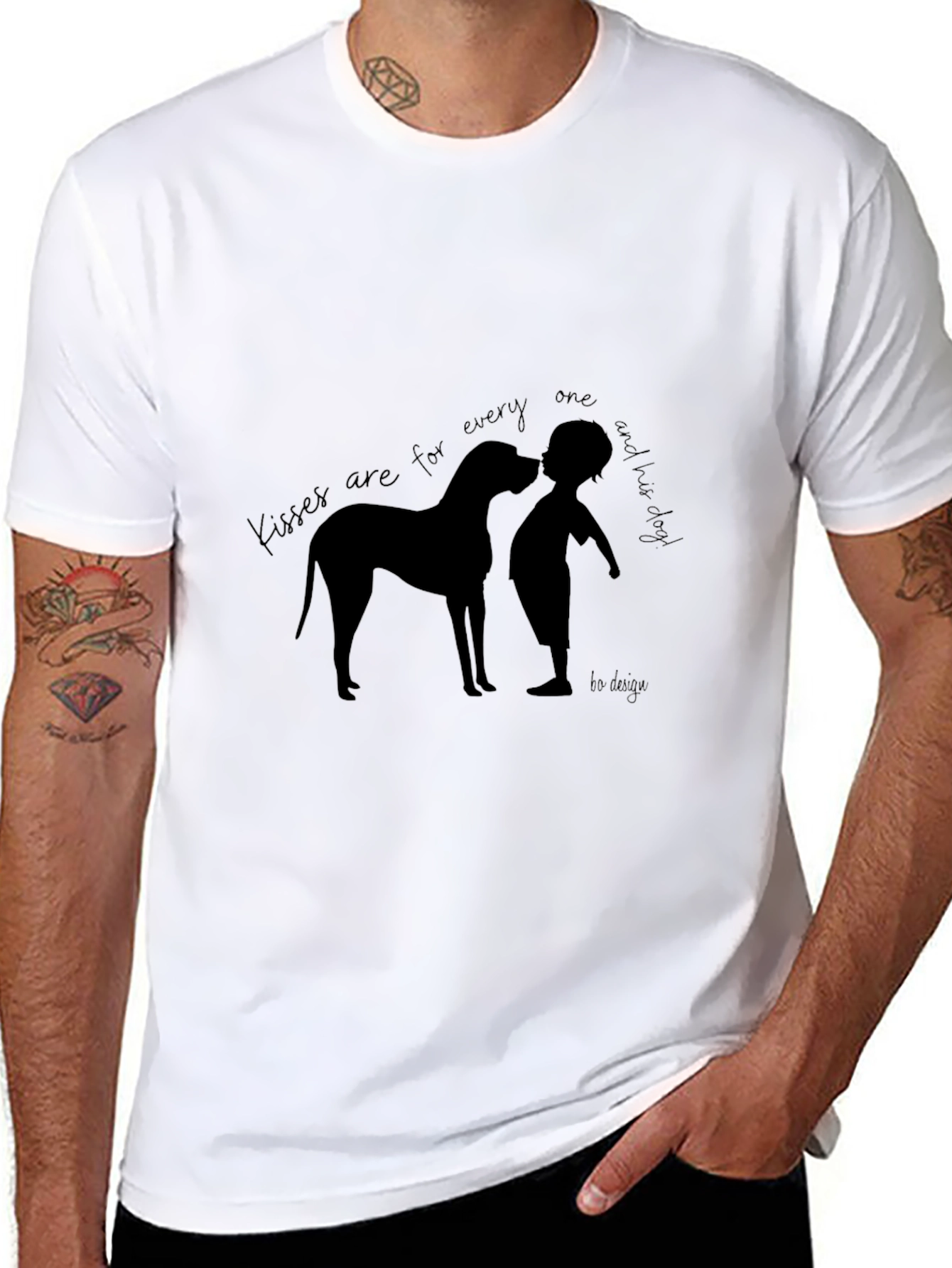 Black Dog Kisses T-Shirt - Unisex Short Sleeve Crew Neck Tee view 8