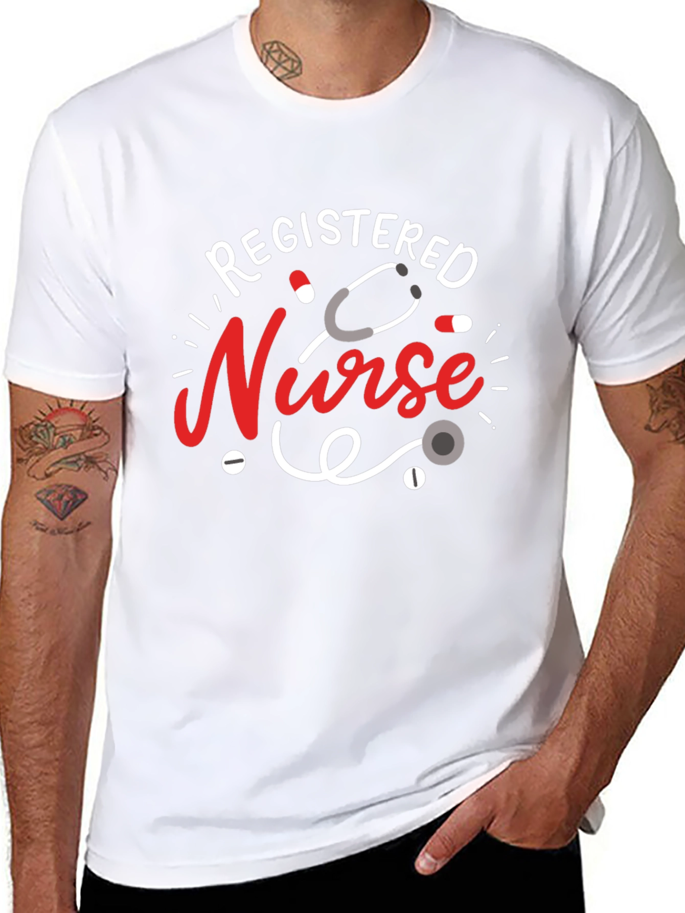 Registered Nurse Graphic T-Shirt - Black Cotton Blend - 8