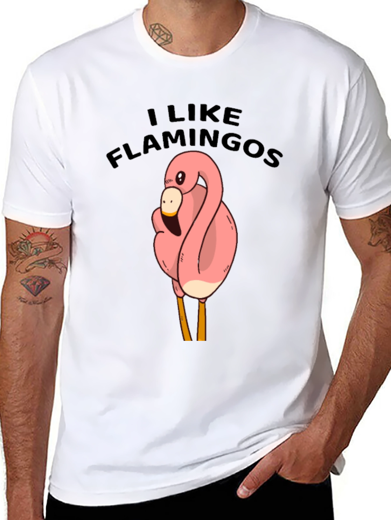 Black I Like Flamingos Black T-Shirt view 8