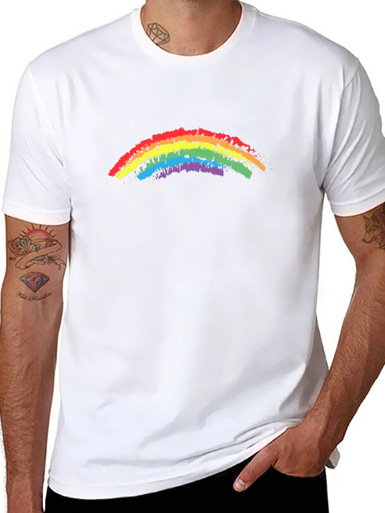 Black Rainbow Pride T-Shirt - Black Cotton Blend view 8