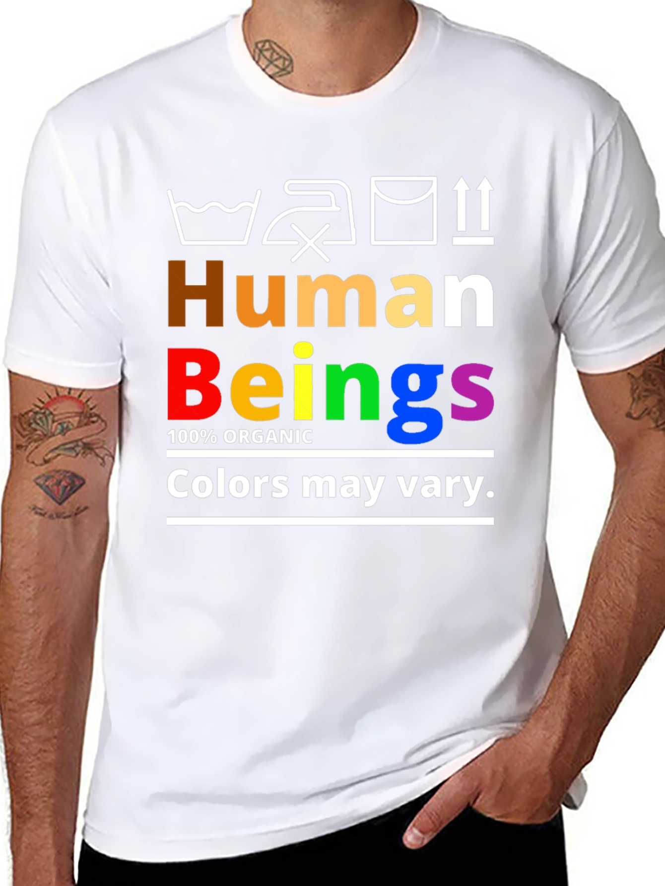 Black Human Beings Organic Rainbow Pride T-Shirt view 8
