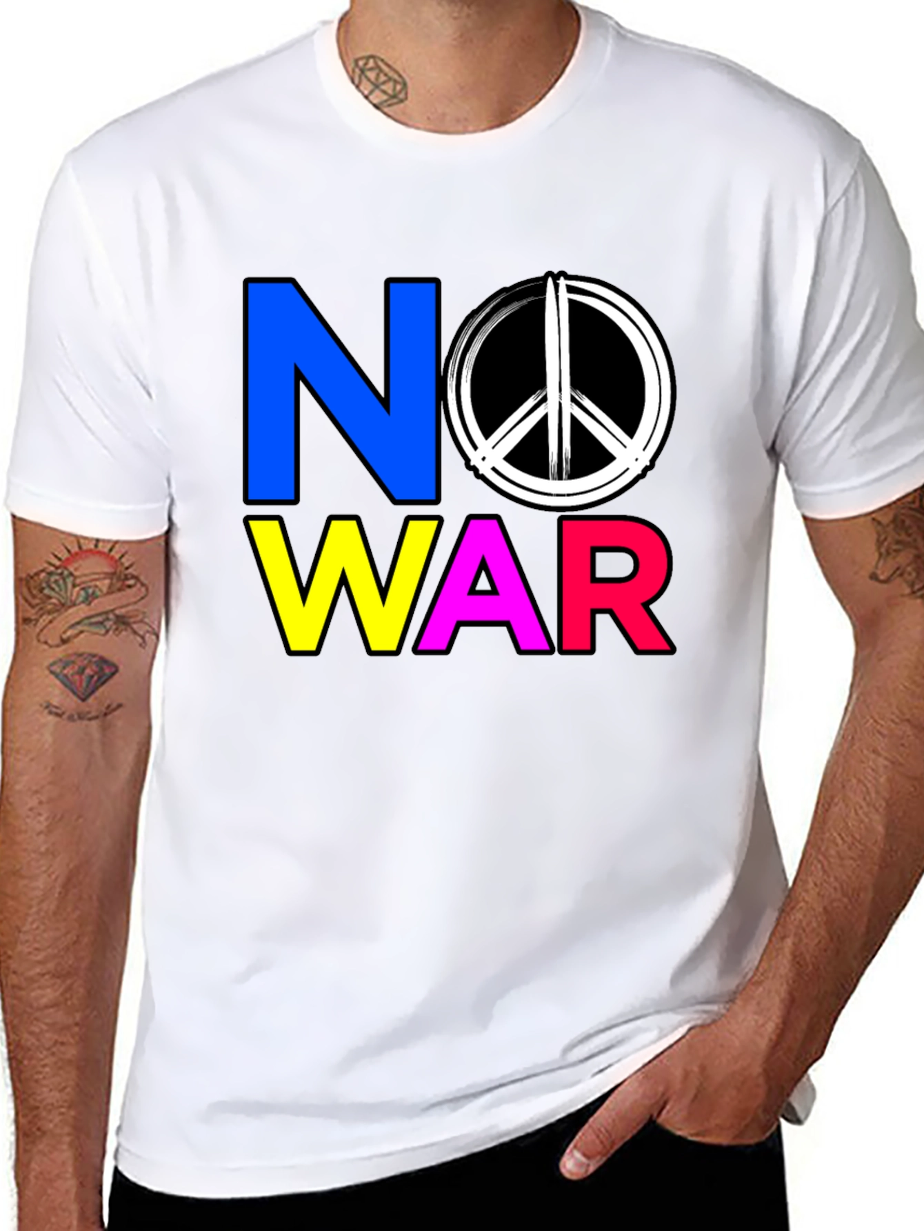 Black No War Graphic T-Shirt - Peace Symbol Tee view 8