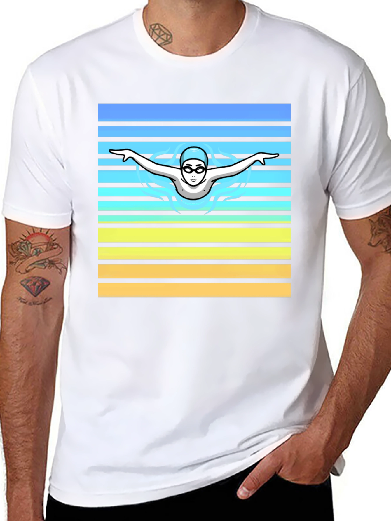 Black Swimmer Graphic Tee - Retro Style view 8