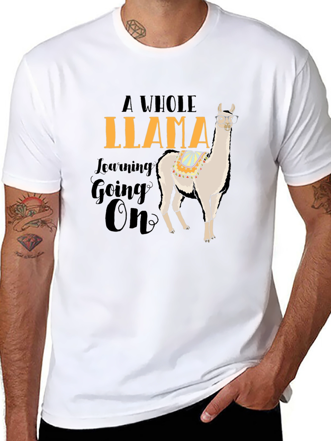 Black Funny Llama T-Shirt - A Whole Llama Learning Going On view 8