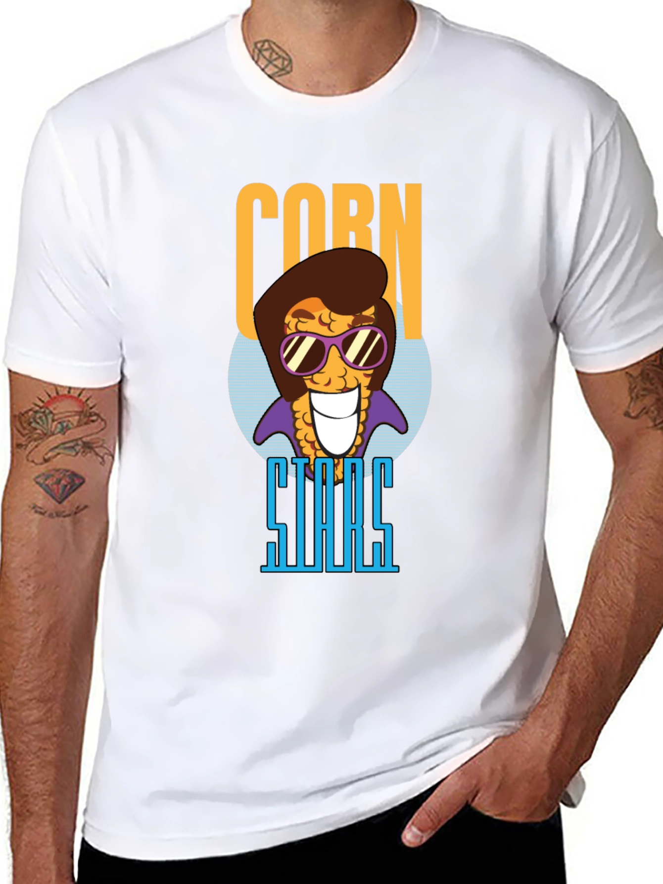 Black Corn Stars Graphic T-Shirt - Funny Foodie Tee view 8