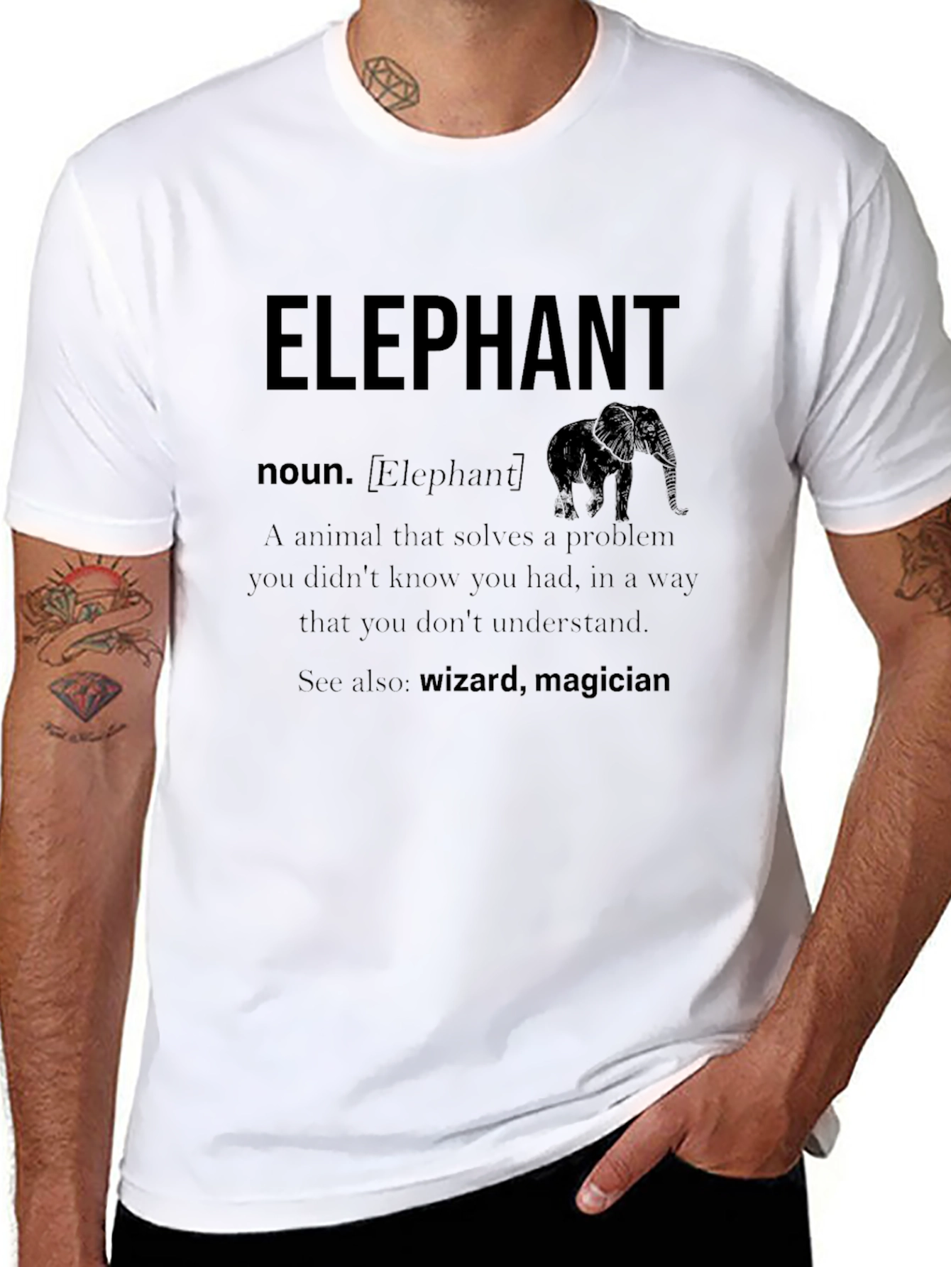 Black Elephant Definition T-Shirt view 8