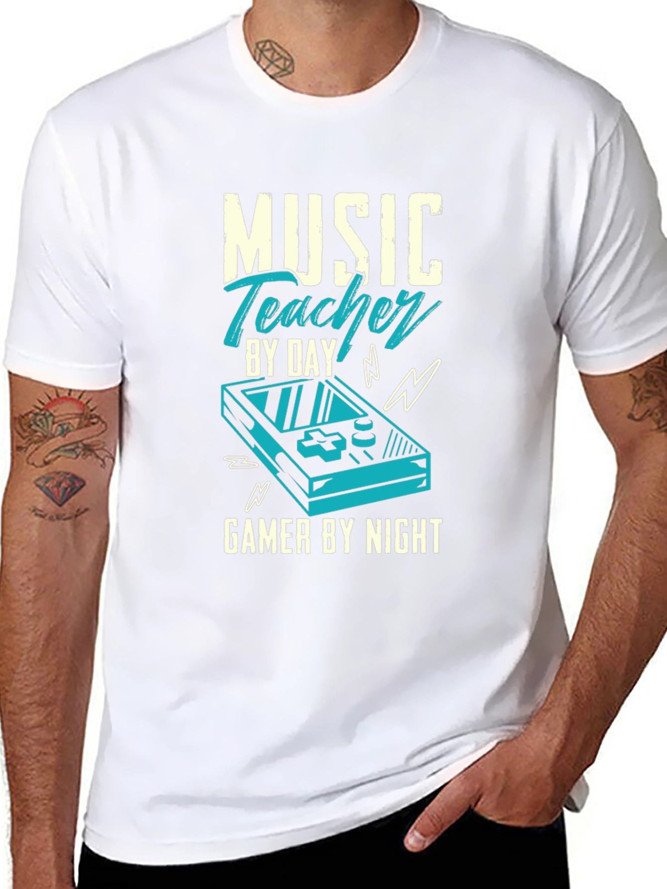 Black Music Teacher Gamer T-Shirt view 8