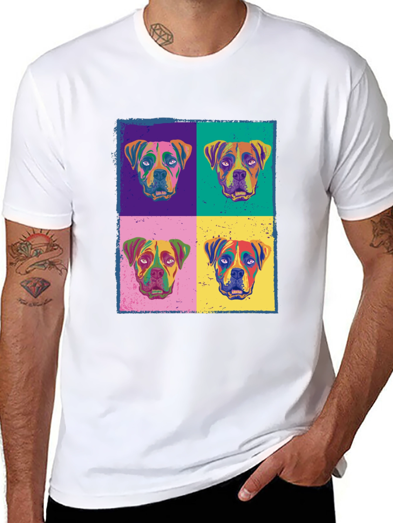 Black Dog Pop Art Print Black T-Shirt view 8