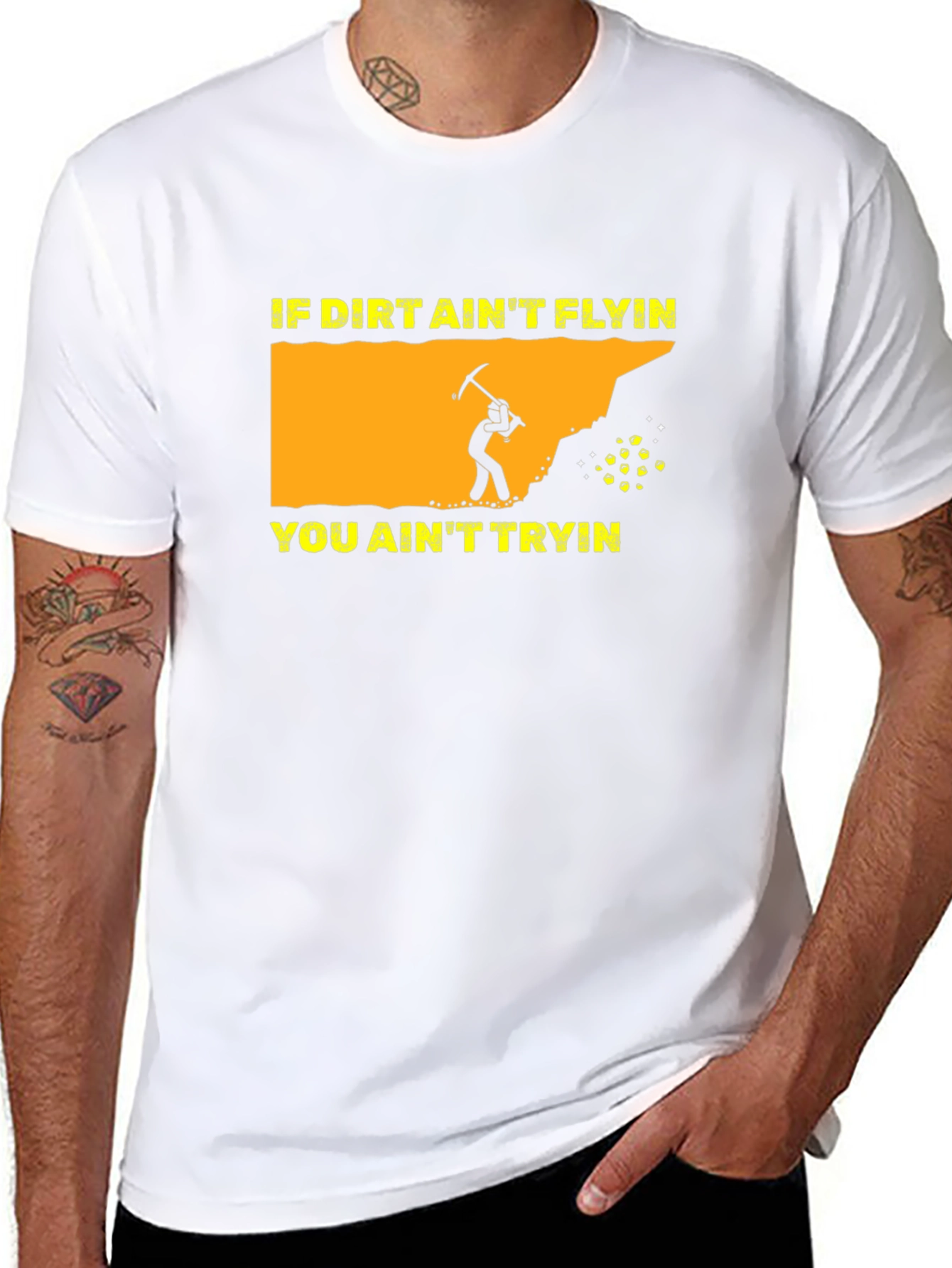 Black Miner Graphic T-Shirt: "If Dirt Ain't Flyin' You Ain't Tryin'" view 8