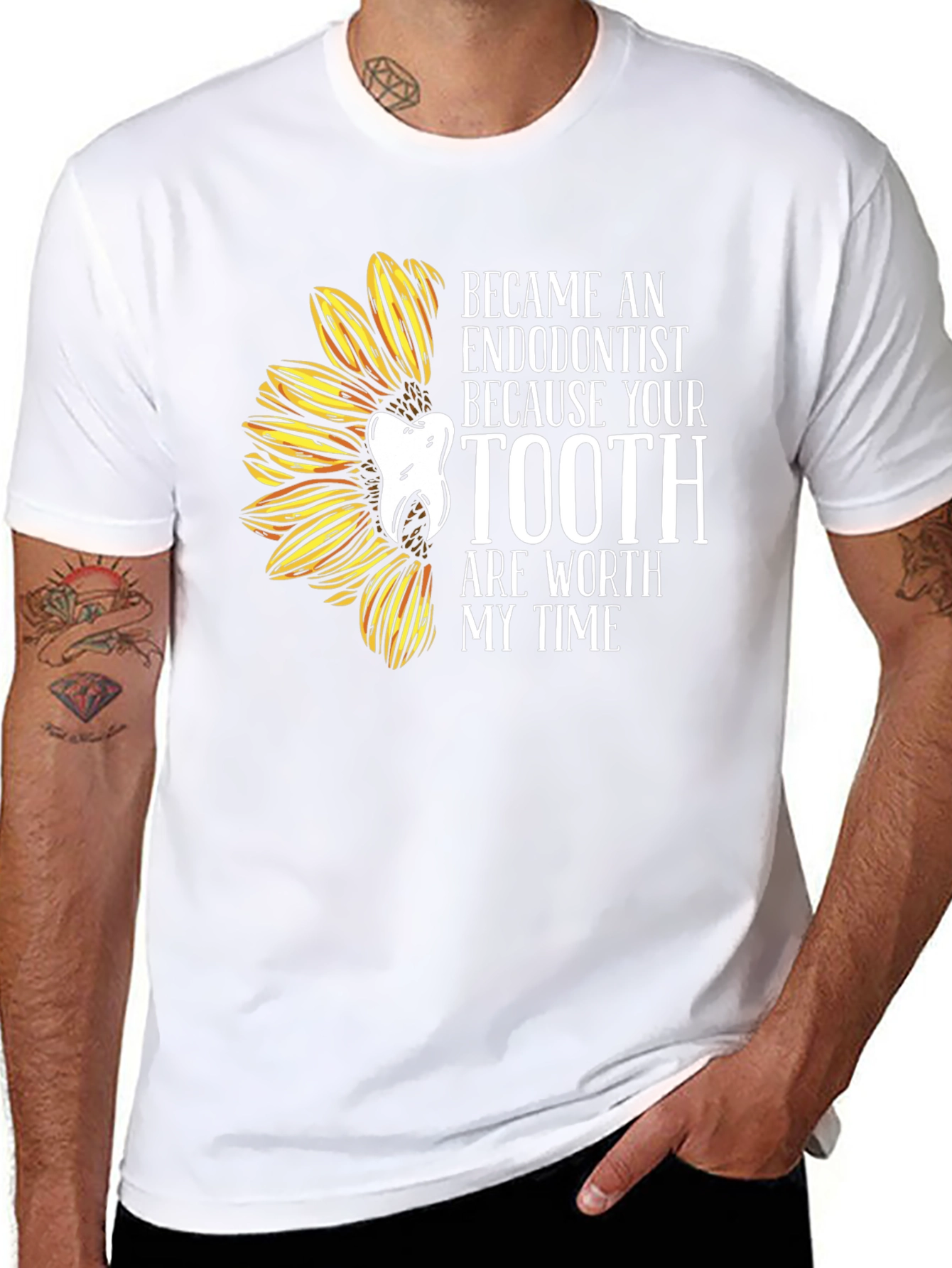 Black Endodontist Sunflower Graphic Tee view 8