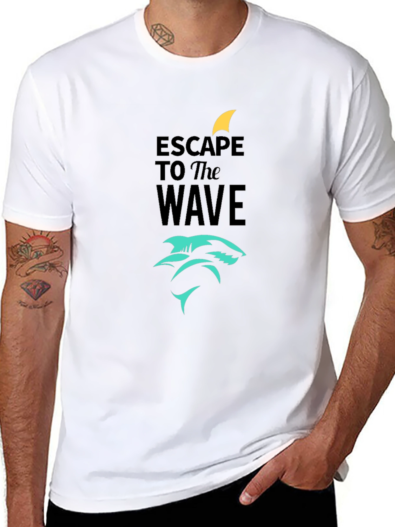 Black Escape to the Wave Black Graphic Tee view 8