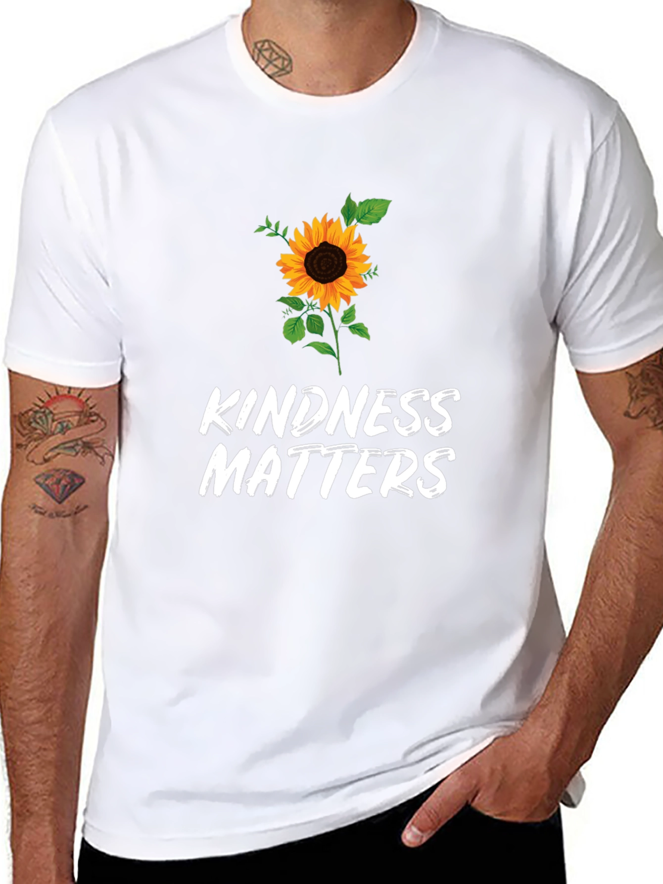Black Kindness Matters Sunflower Graphic Tee view 8