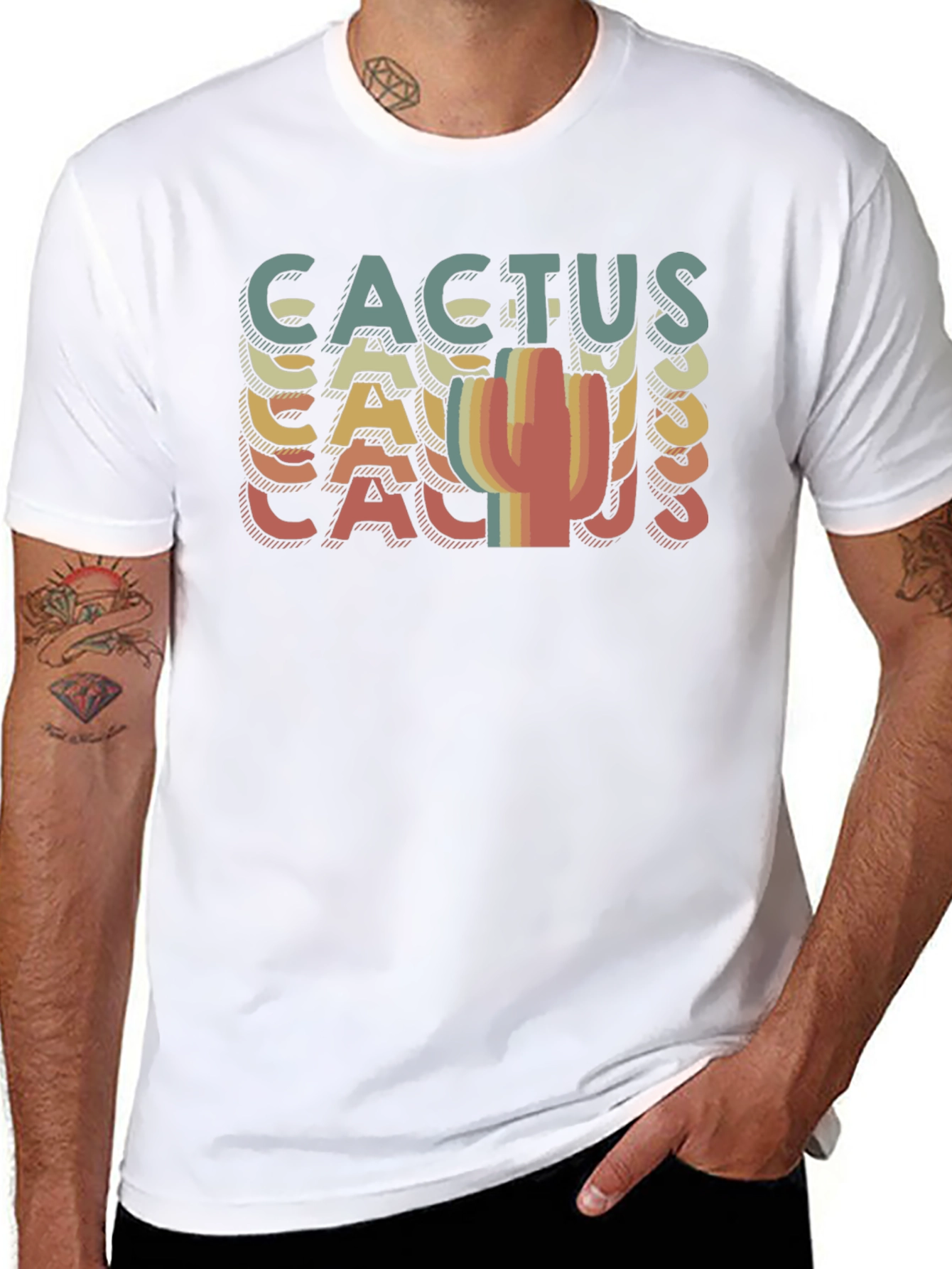 Black Retro Cactus Graphic T-Shirt view 8
