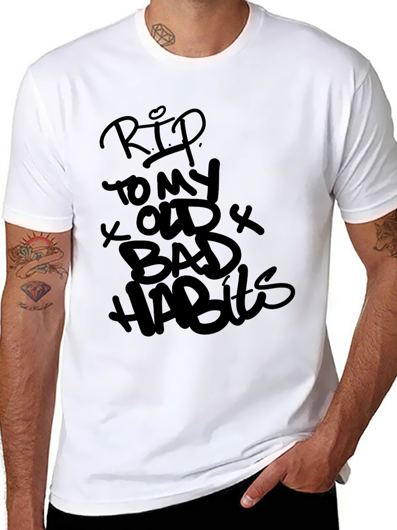 Black RIP Old Habits Black Graphic Tee - Casual Style view 8