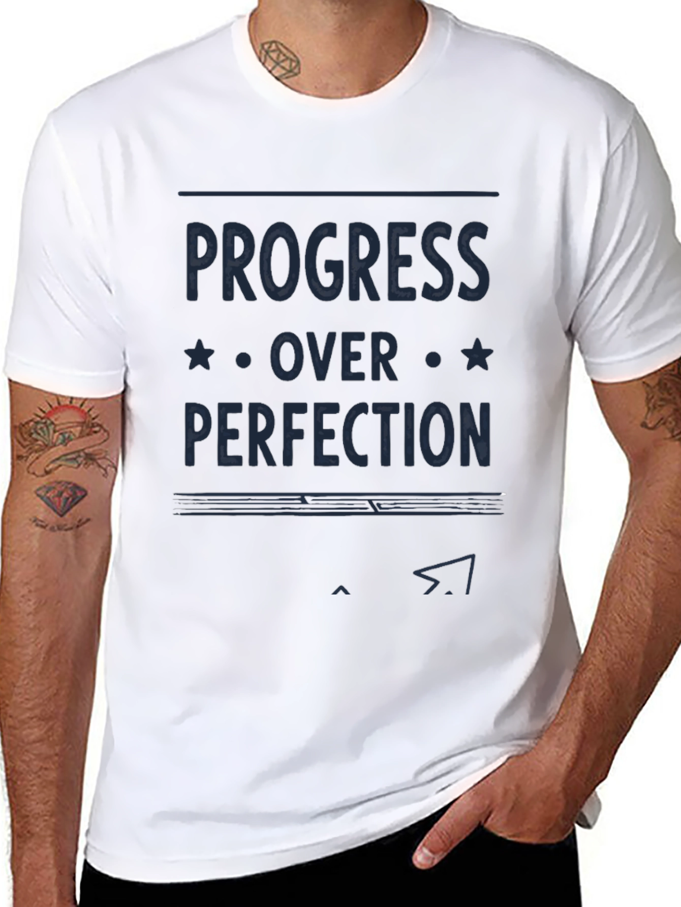 Black Progress Over Perfection T-Shirt - Motivational Tee view 8