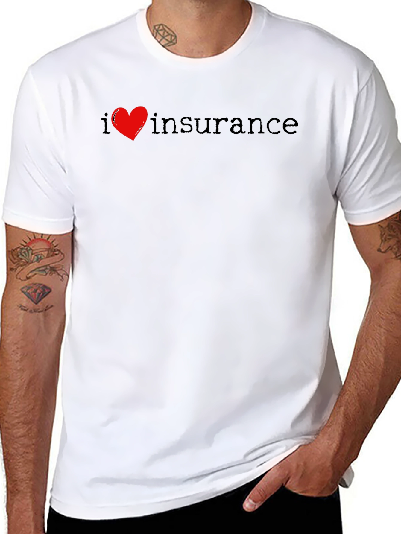Black I Love Insurance T-Shirt Black Cotton view 8