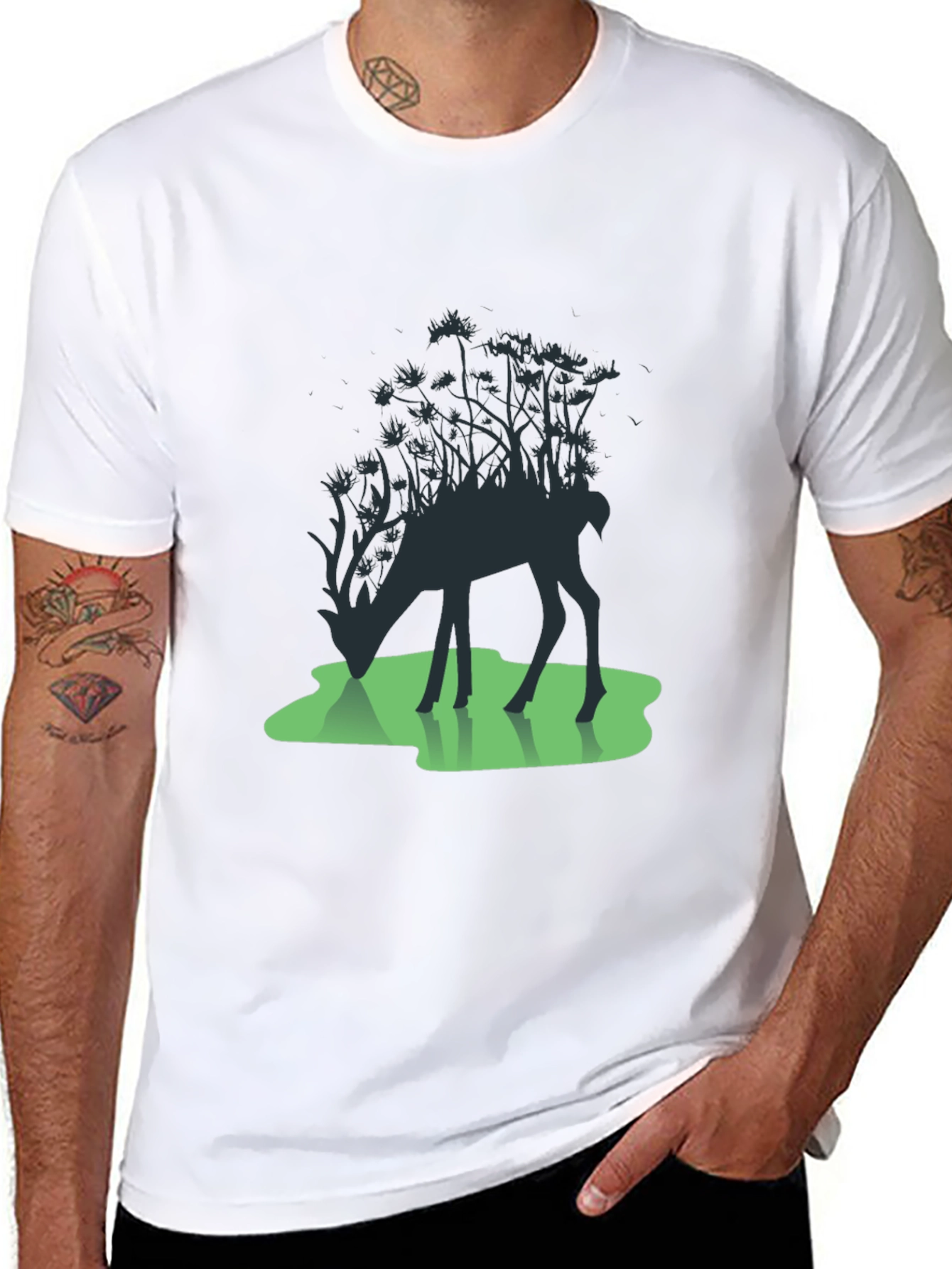 Nature Deer Silhouette Graphic Tee - 8
