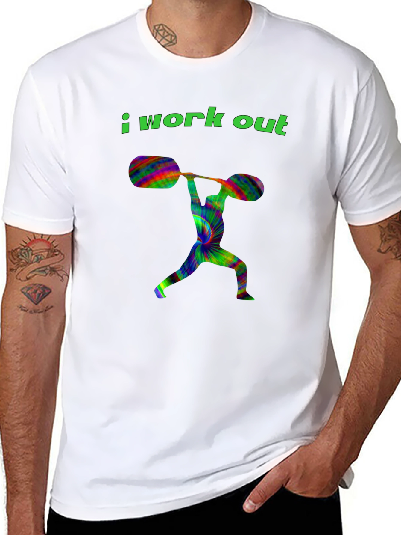 Black I Work Out Graphic T-Shirt - Men's Fitness Apparel view 8