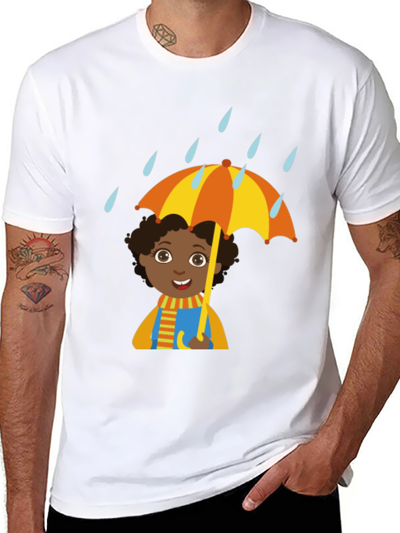 Black Rainy Day Cartoon T-Shirt view 8
