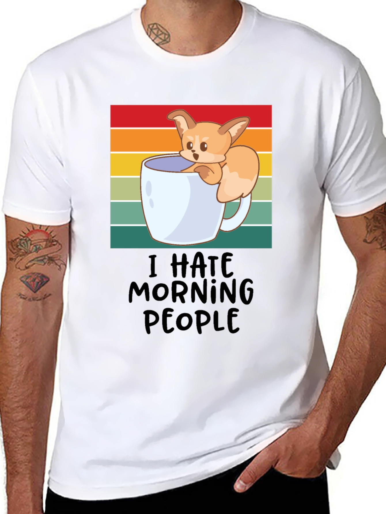 Black I Hate Morning People Fox Graphic Tee view 8