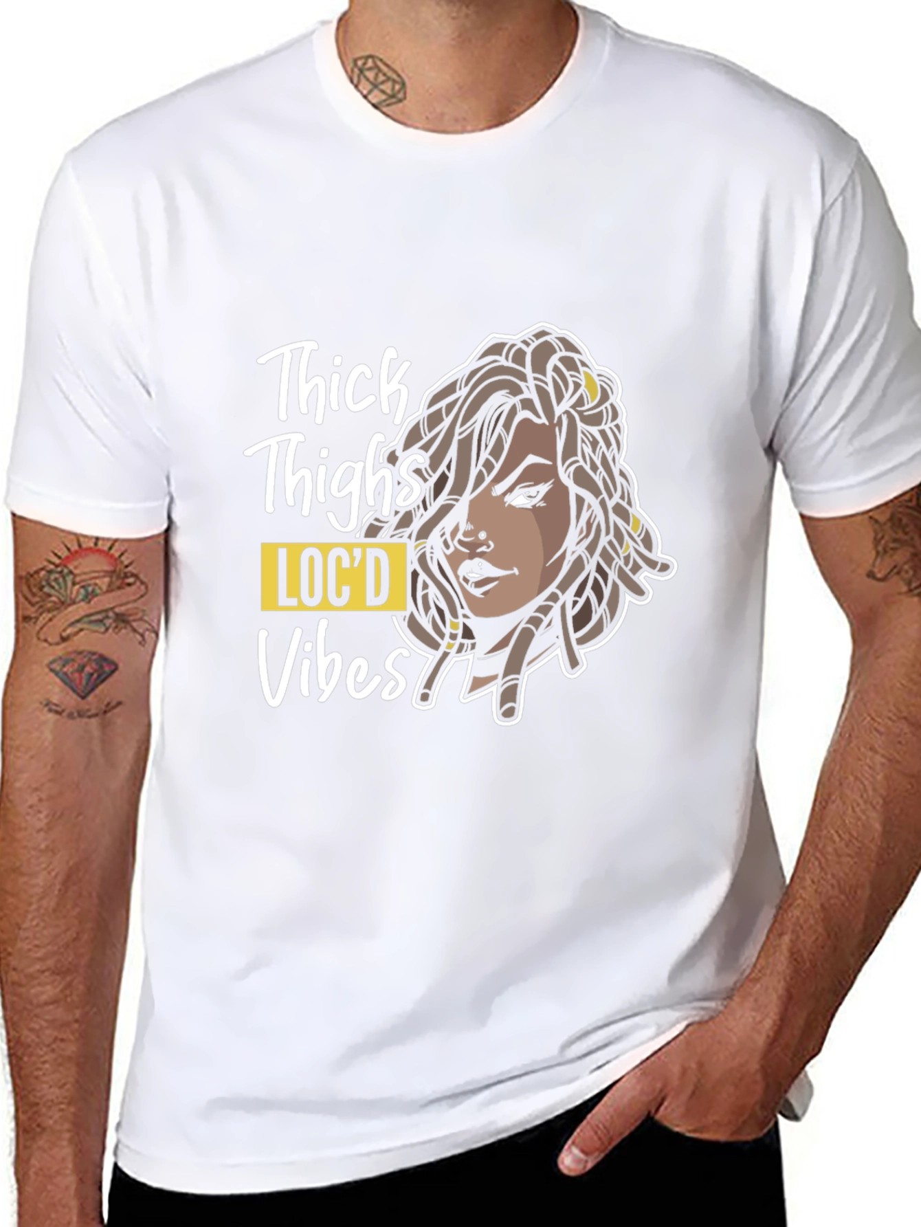 Black Thick Thighs Loc'd Vibes Graphic Tee view 8