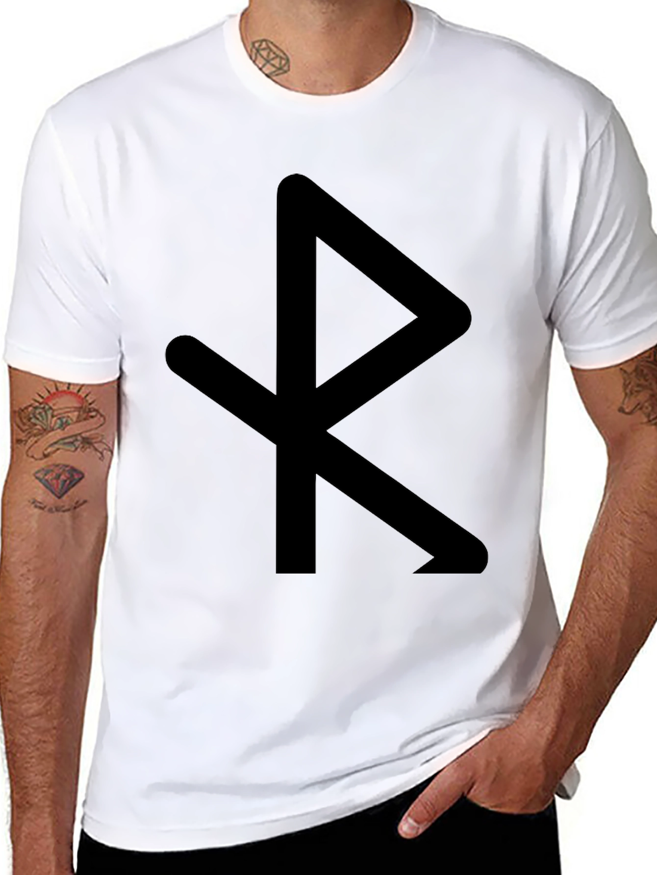 Black Black Rune Symbol T-Shirt | Viking Aesthetic Tee view 8