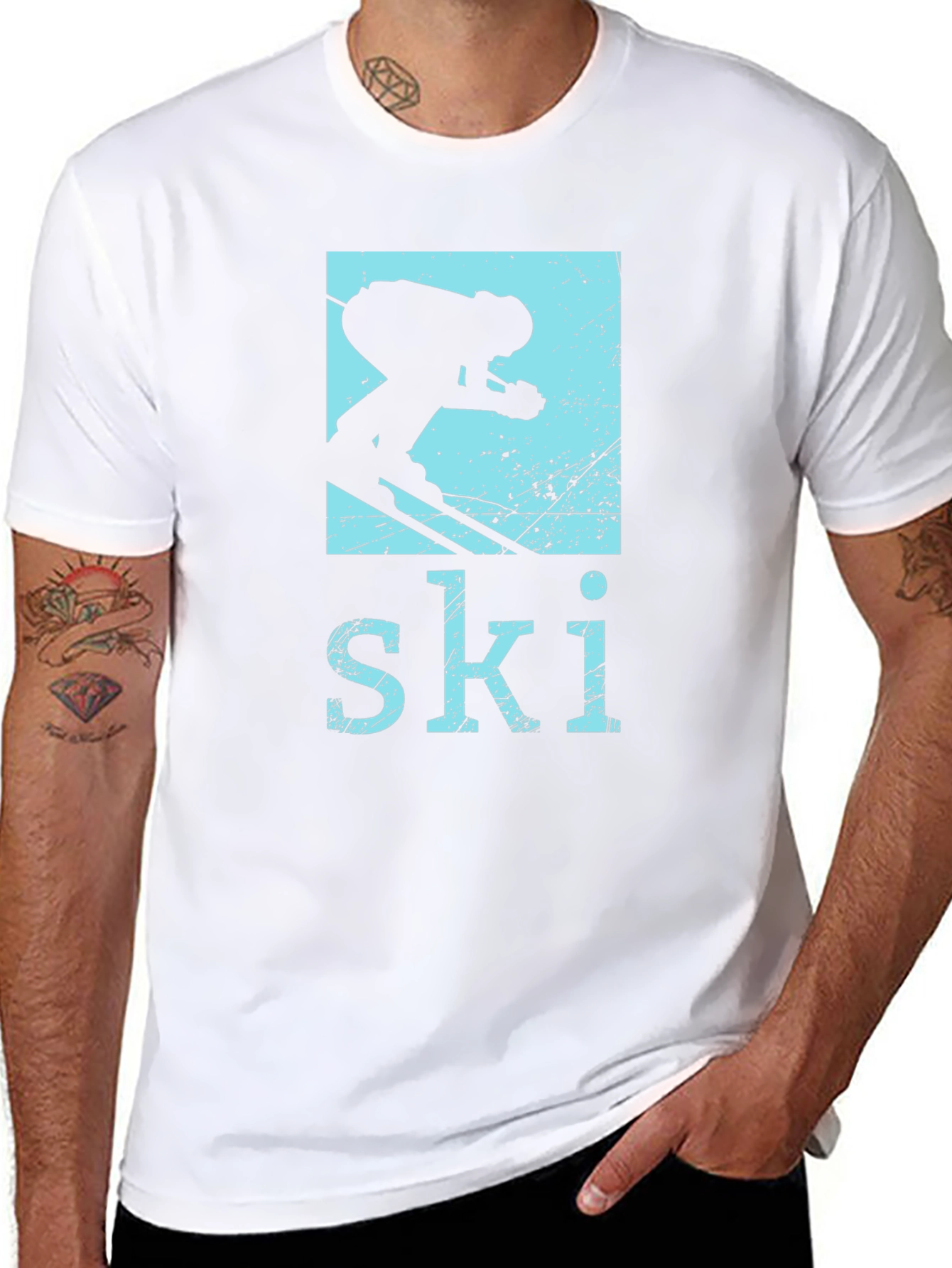 Black Retro Ski T-Shirt - Vintage Skiing Design view 8