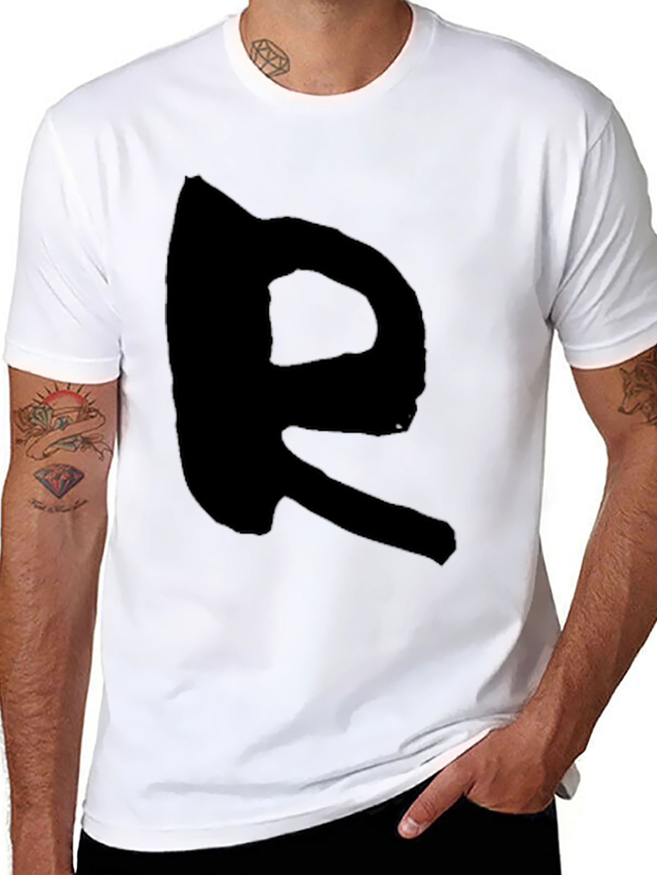 Black Black T-Shirt with Bold R Design view 8