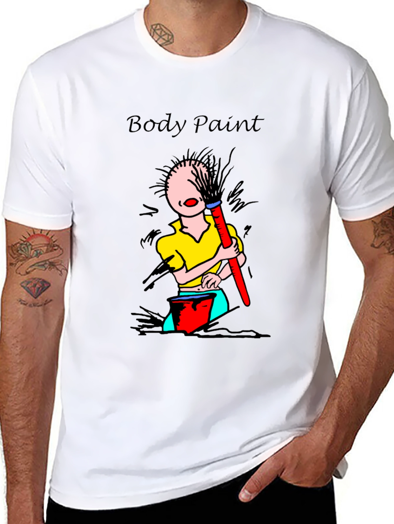 Black Body Paint T-Shirt - Whimsical Design view 8