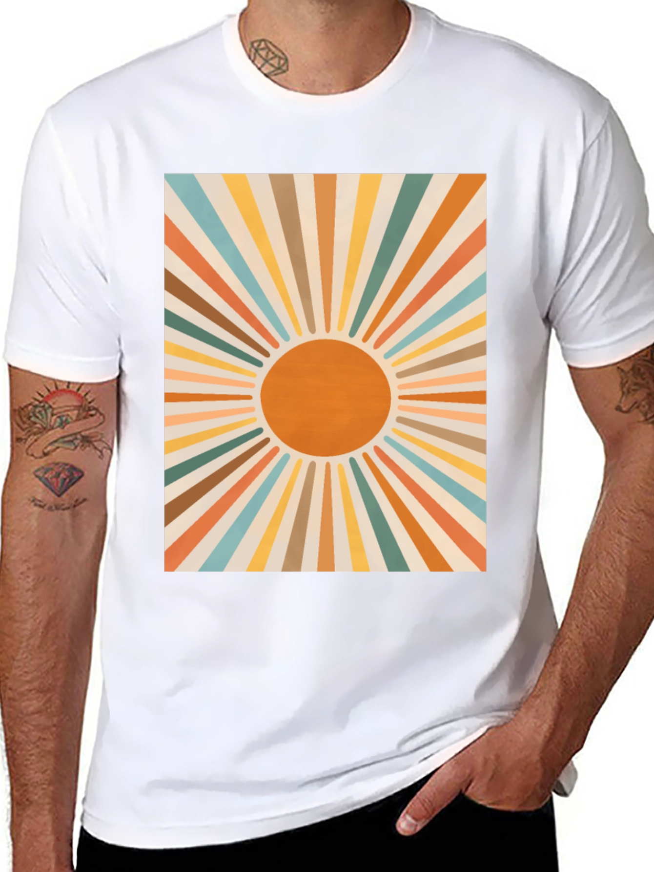 Black Retro Sunburst Graphic Tee - Black view 8