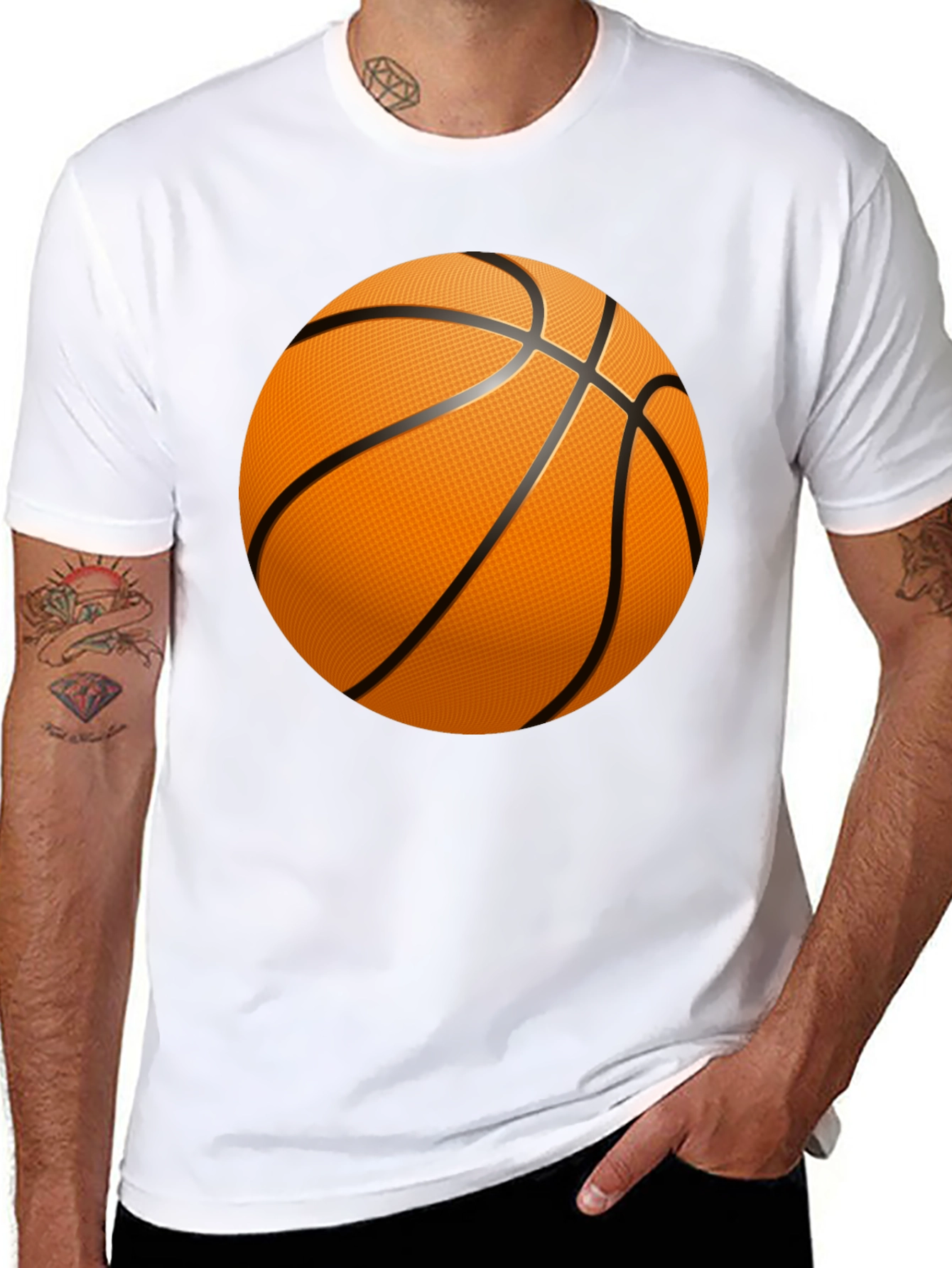 Black Basketball Graphic T-Shirt - Black Cotton Tee view 8