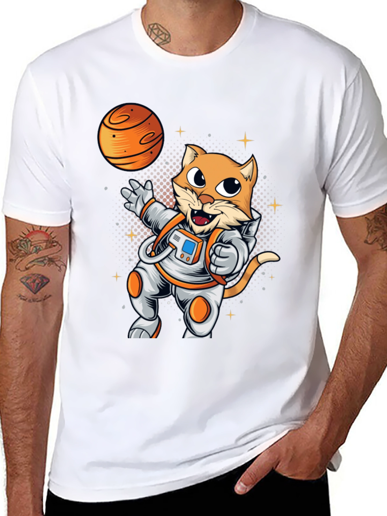 Black Cat Astronaut Black T-Shirt view 8