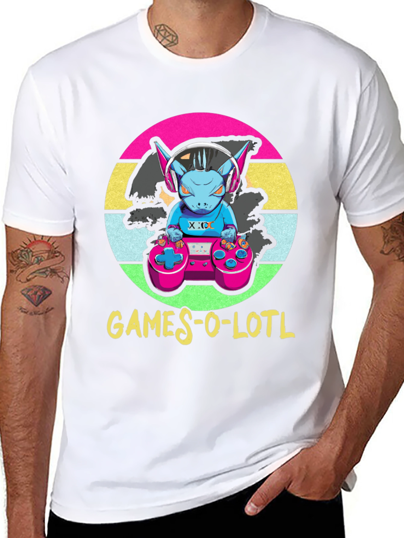 Black Games-O-Lotl T-Shirt - Retro Gamer Design view 8