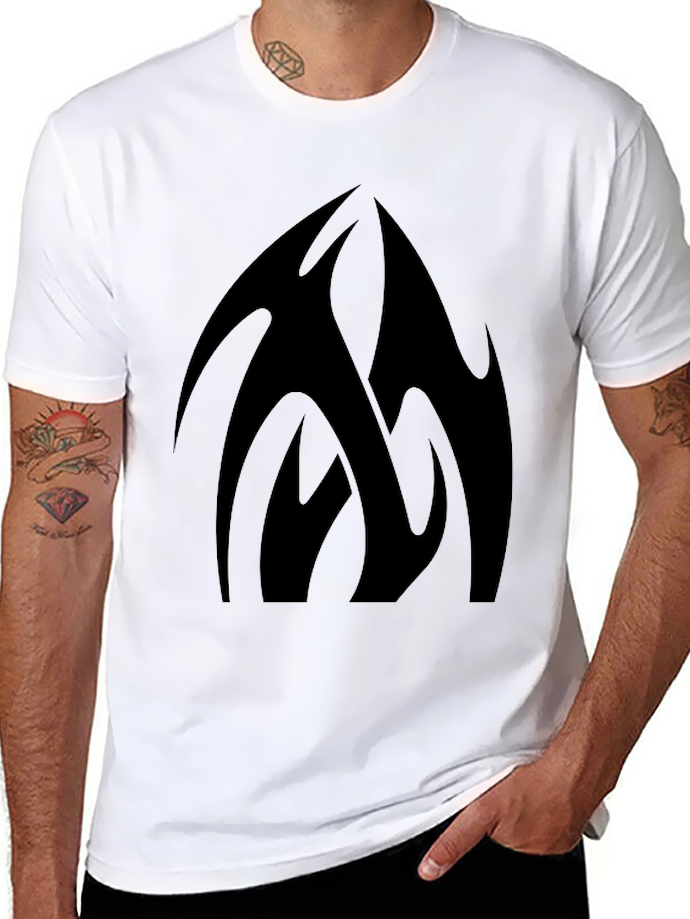 Black Black Graphic Tee - Abstract Design view 8