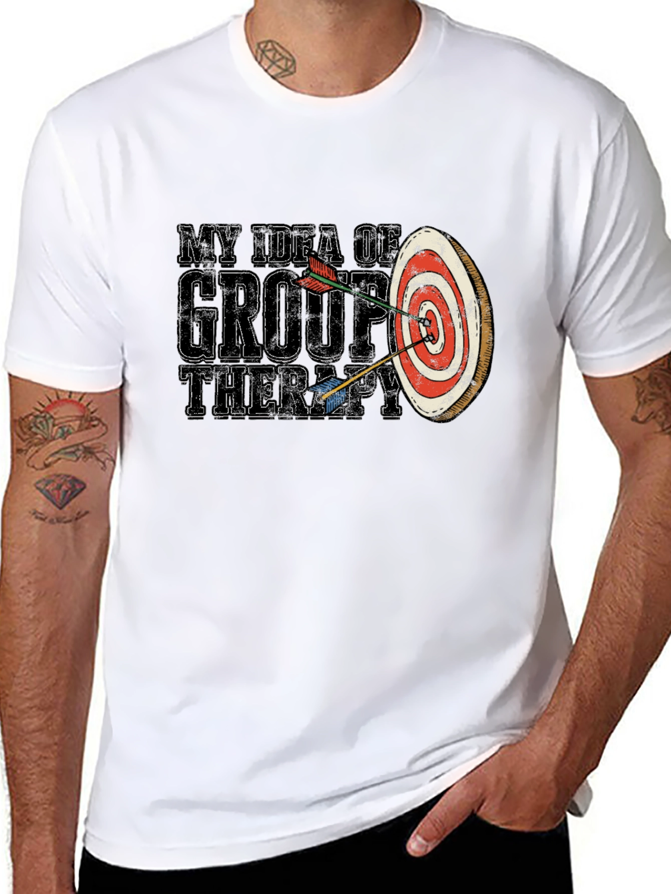 Black My Idea of Group Therapy T-Shirt Funny Archery view 8
