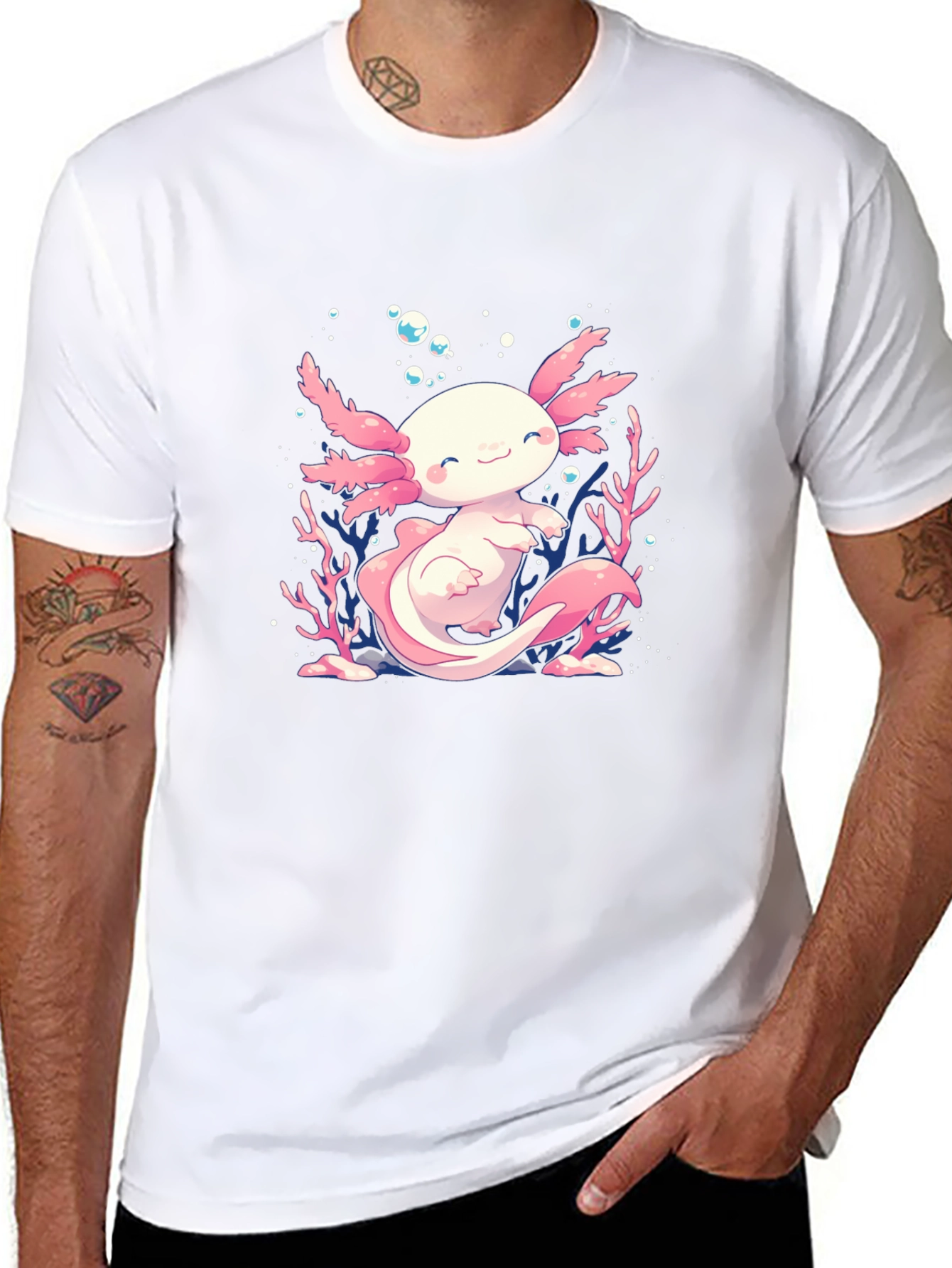Black Axolotl Graphic Tee - Black Cotton T-Shirt view 8