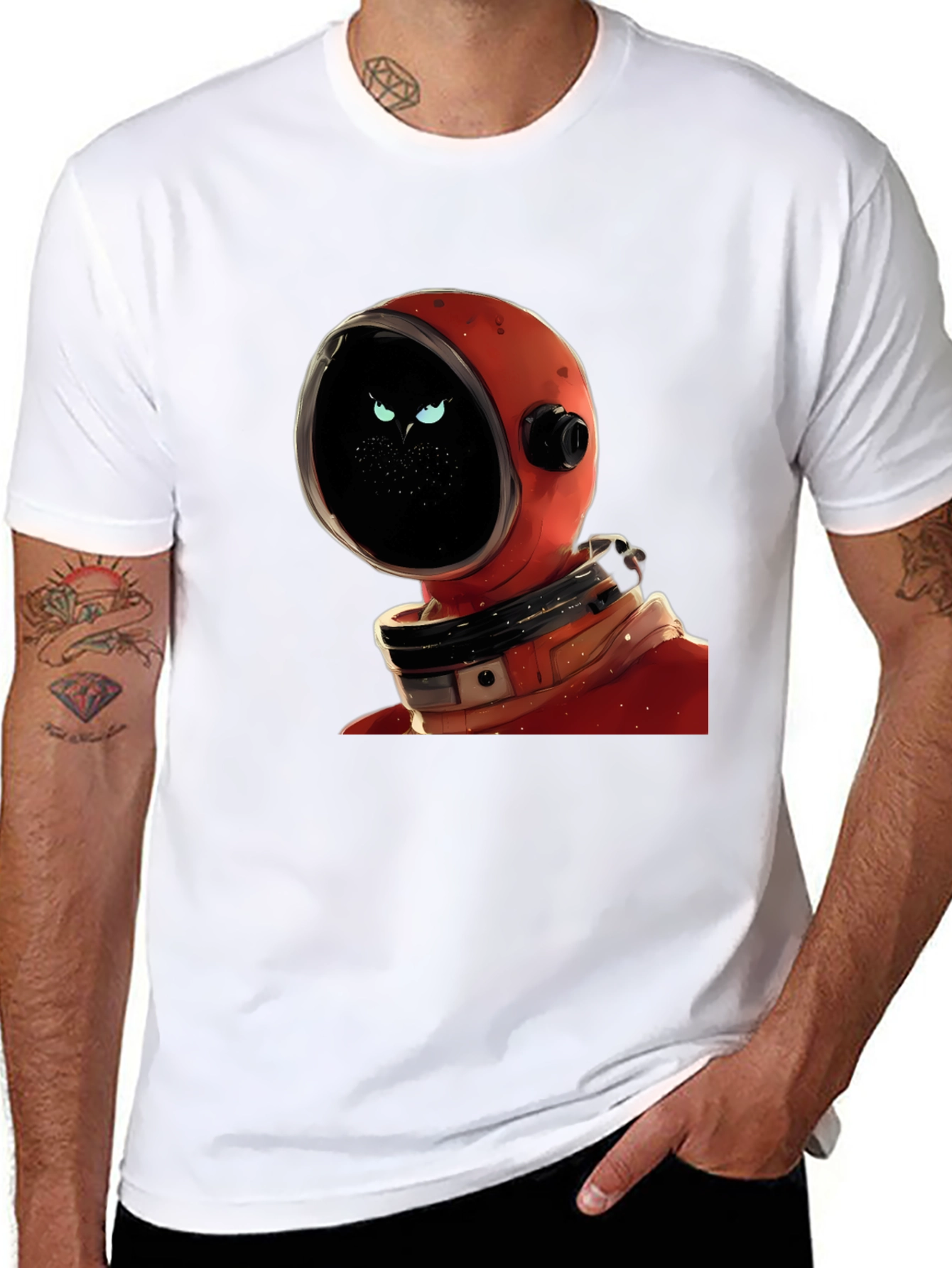 Black Astronaut Cat Graphic Tee - Space Kitty T-Shirt view 8