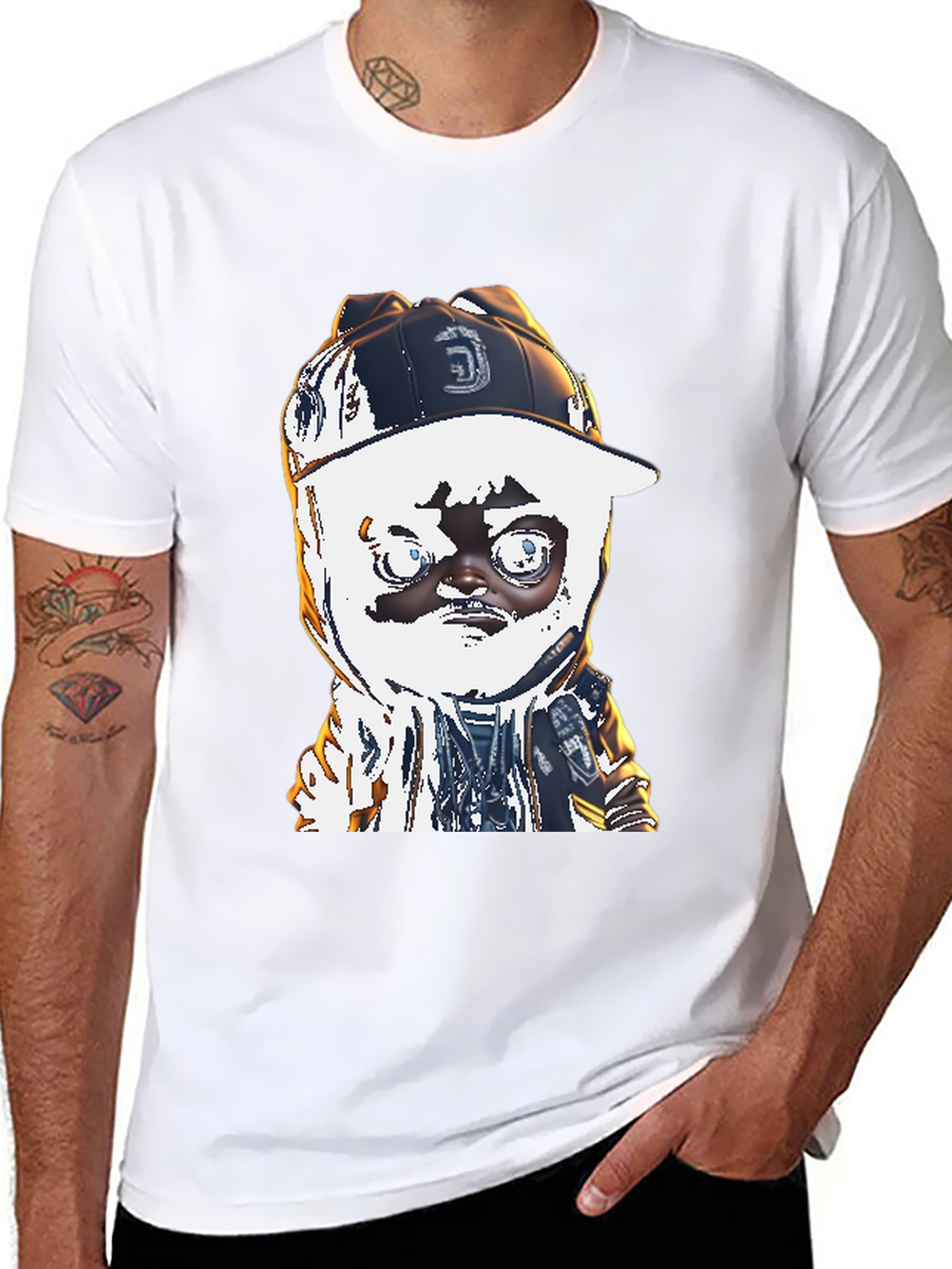 Black Cartoon Character Black T-Shirt view 8