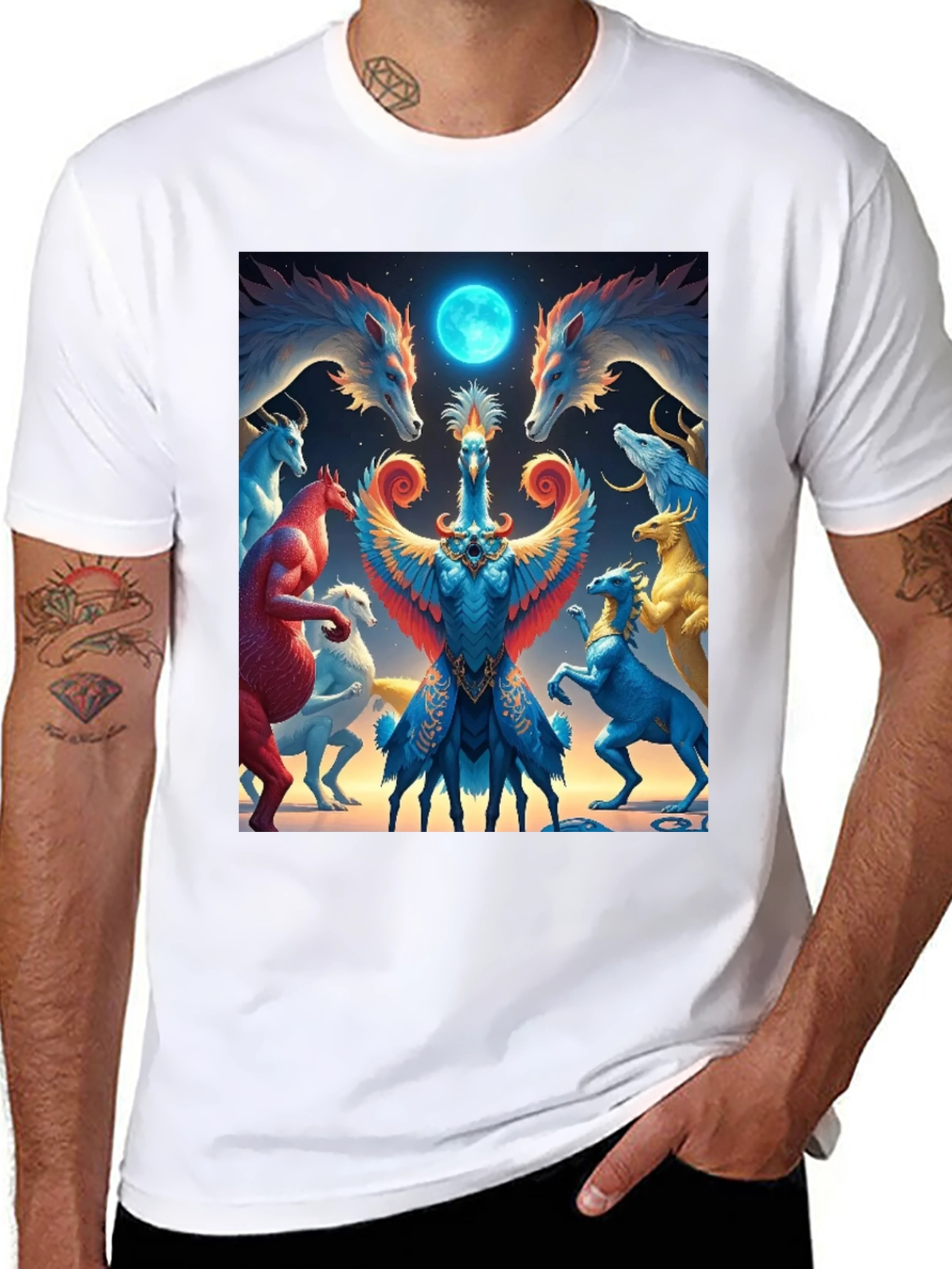 Black Mystical Creatures Graphic Tee - Unique Design view 8