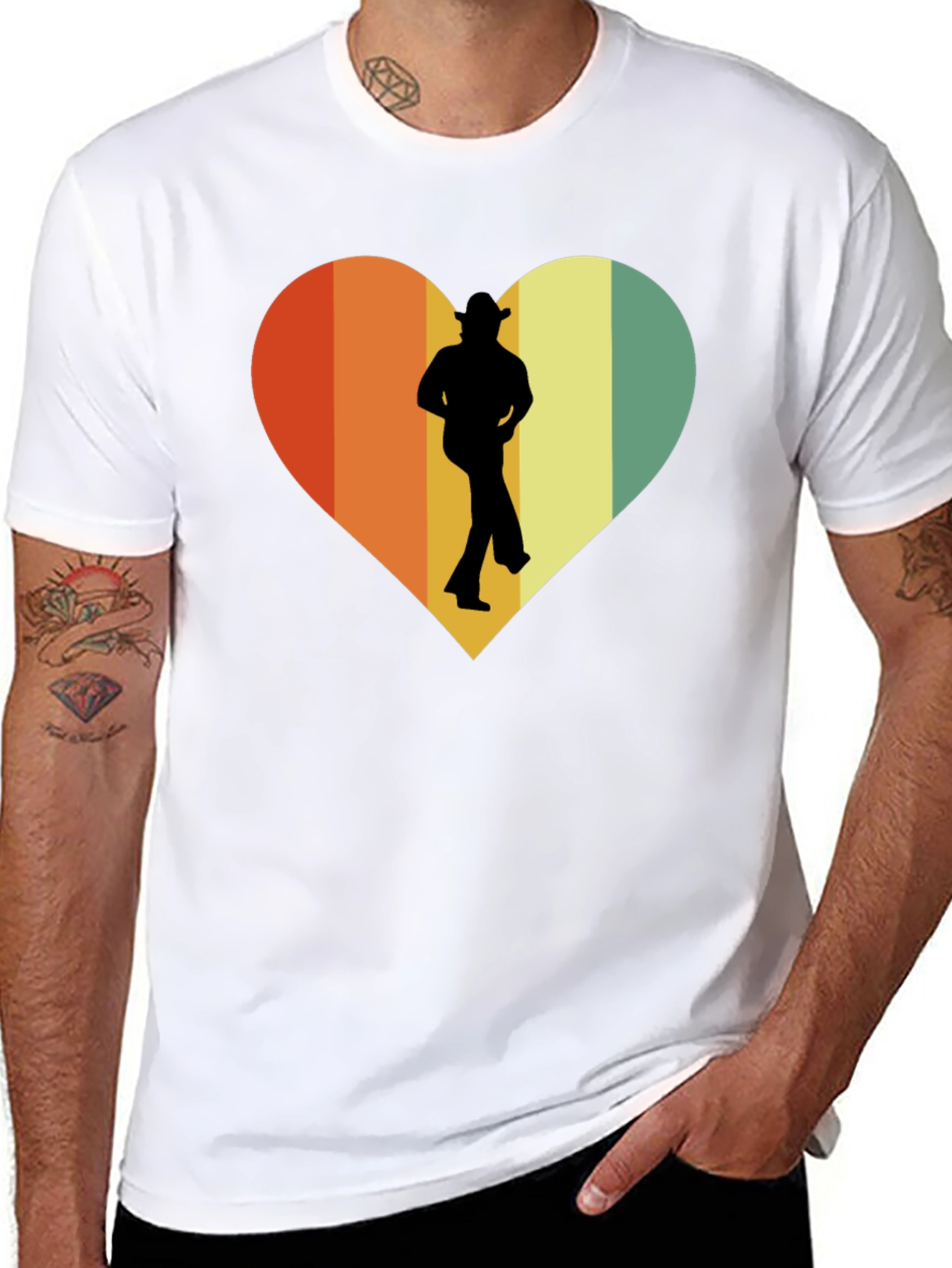 Black Retro Country Dance Heart Graphic T-Shirt view 8