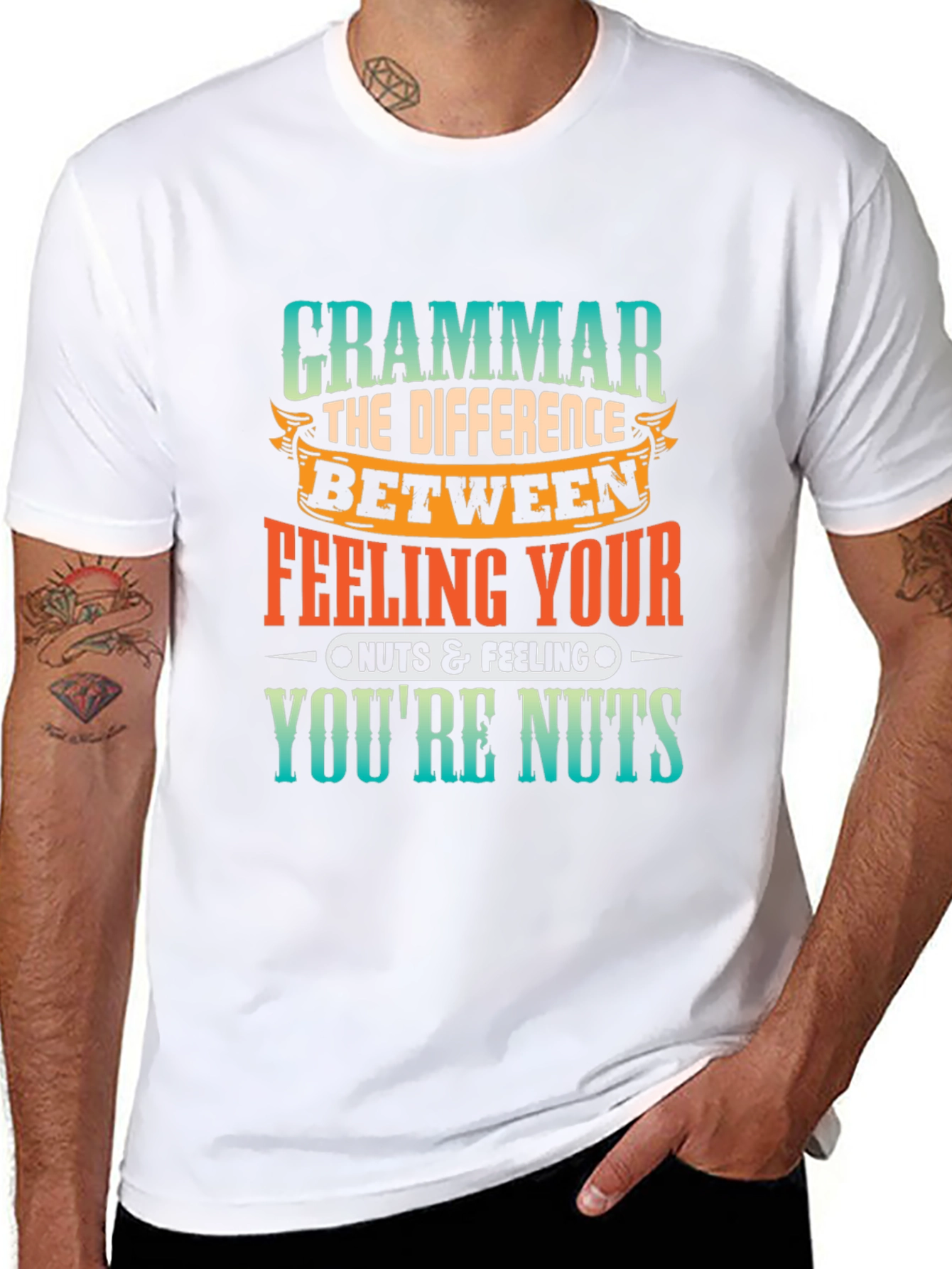 Black Funny Grammar Your/You're Nuts Black T-Shirt view 8